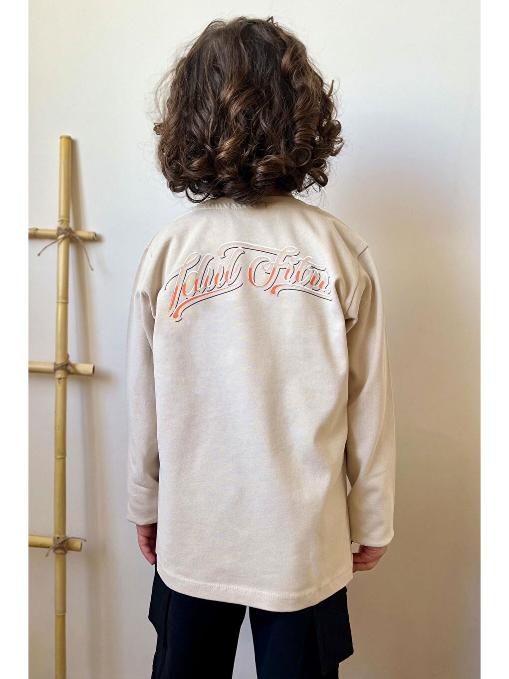 Erkek Çocuk Uzun Kollu Tişört Araba Baskılı Bej (4-8 Yaş)-1