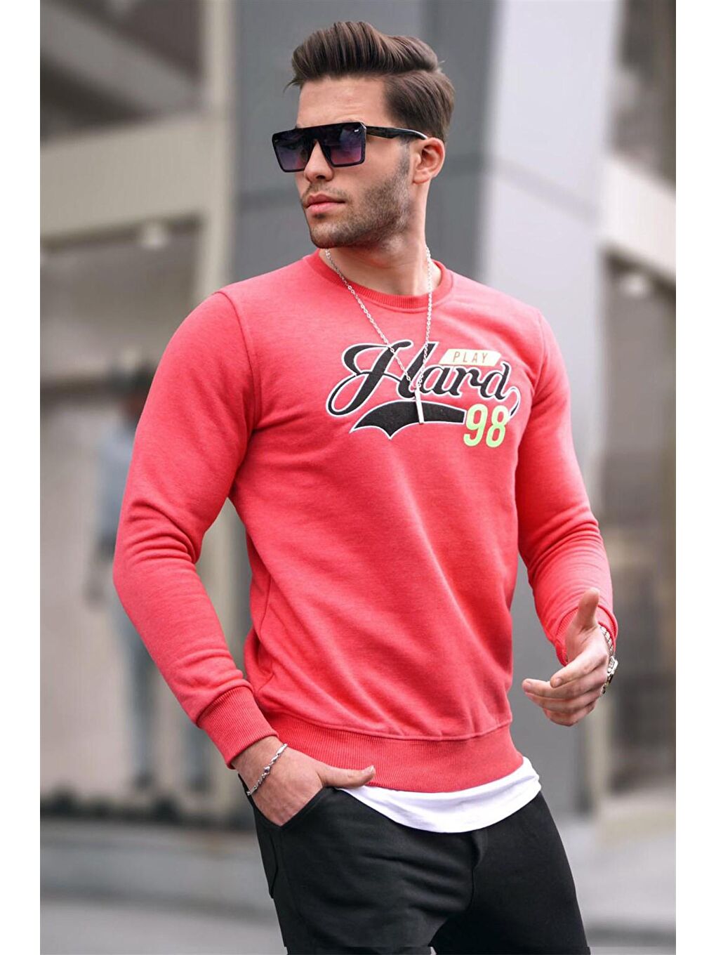 Madmext Pudra Pembe Baskılı Pudra Sweatshirt 4375