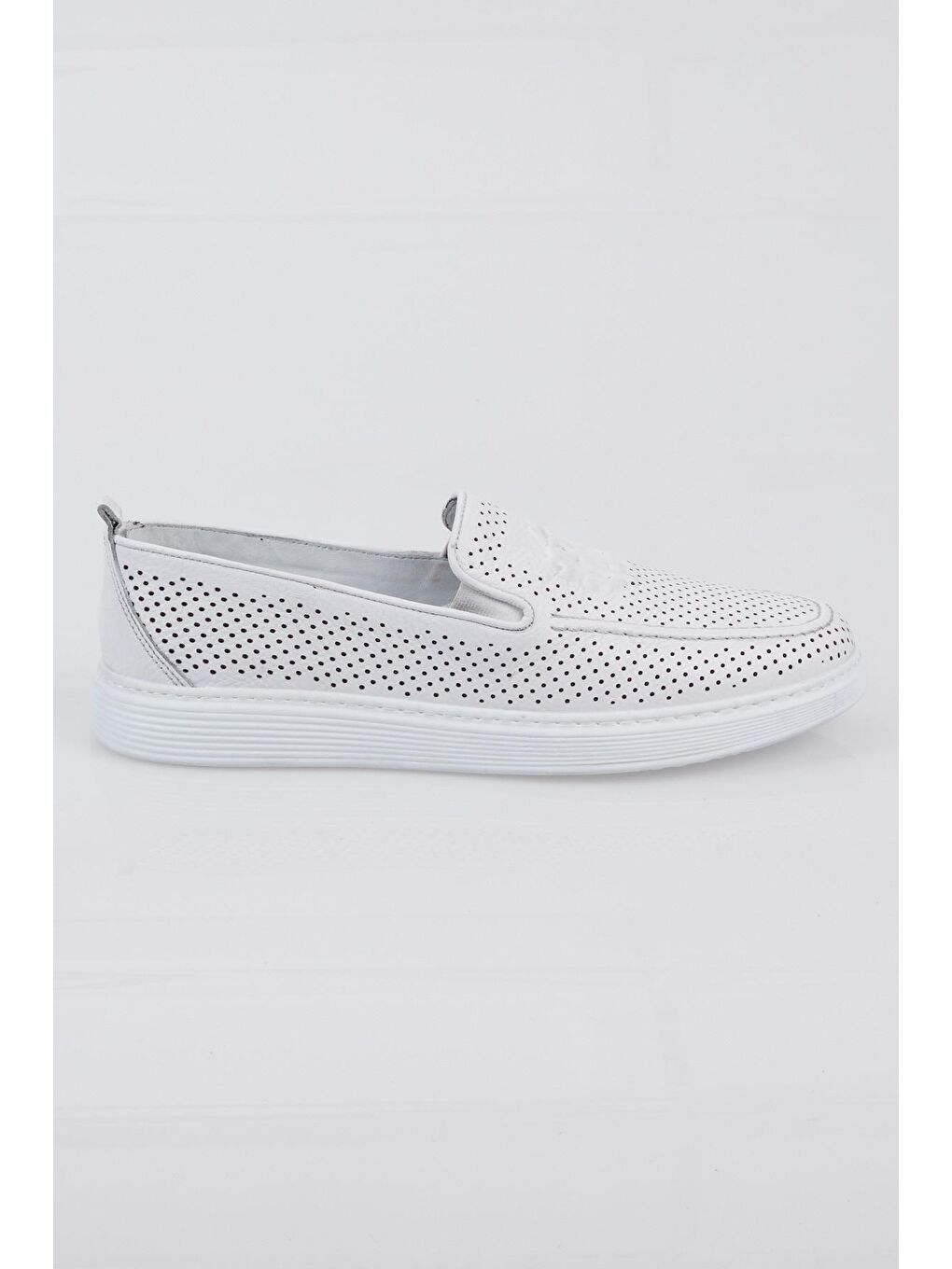 Erkek Beyaz Baskılı Rahat Kalıp Hakiki Deri Loafer-4