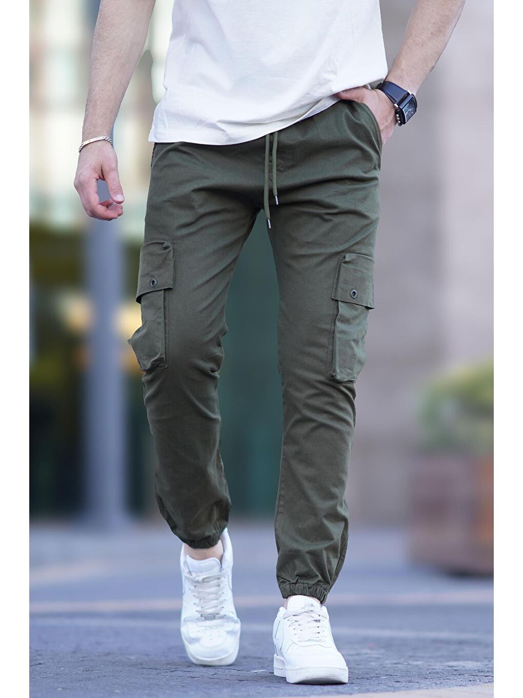 Haki Kargo Cep Jogger Pantolon 5647-1