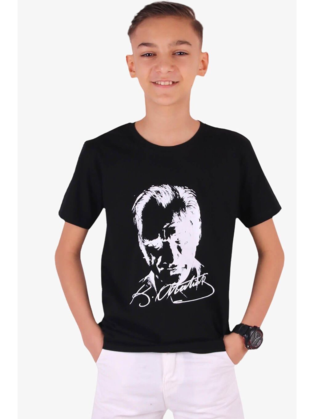Erkek Çocuk Tişört Atatürk Baskılı Siyah (4-7 Yaş)
