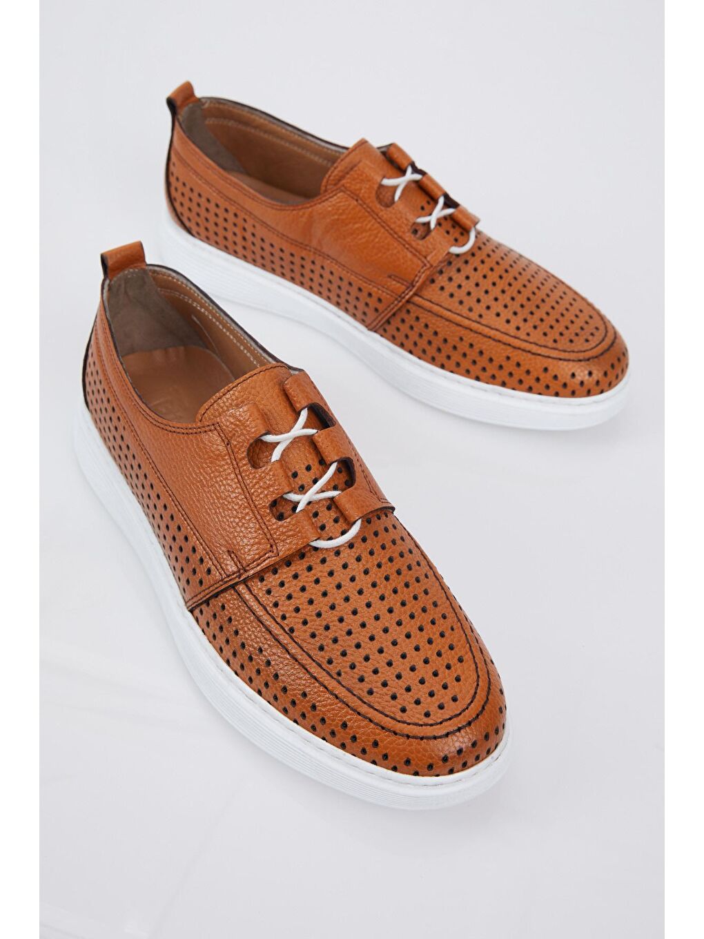 Kahverengi Erkek Taba Bağcıklı Rahat Kalıp Hakiki Deri Loafer-1