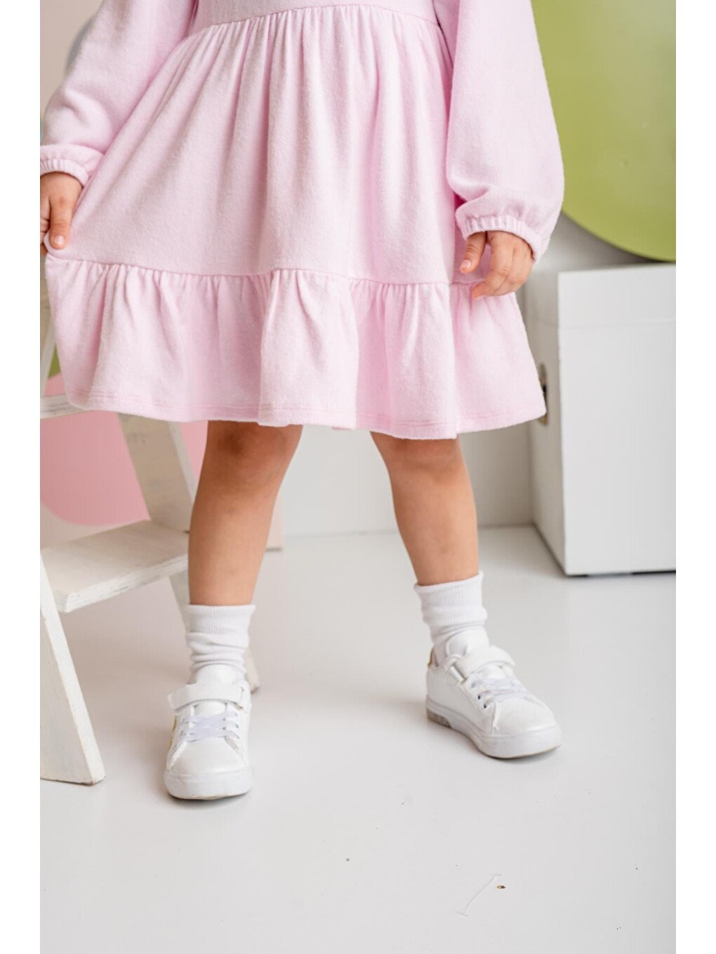 Kız Çocuk Nakışlı Yumoş Elbise - Pembe-2