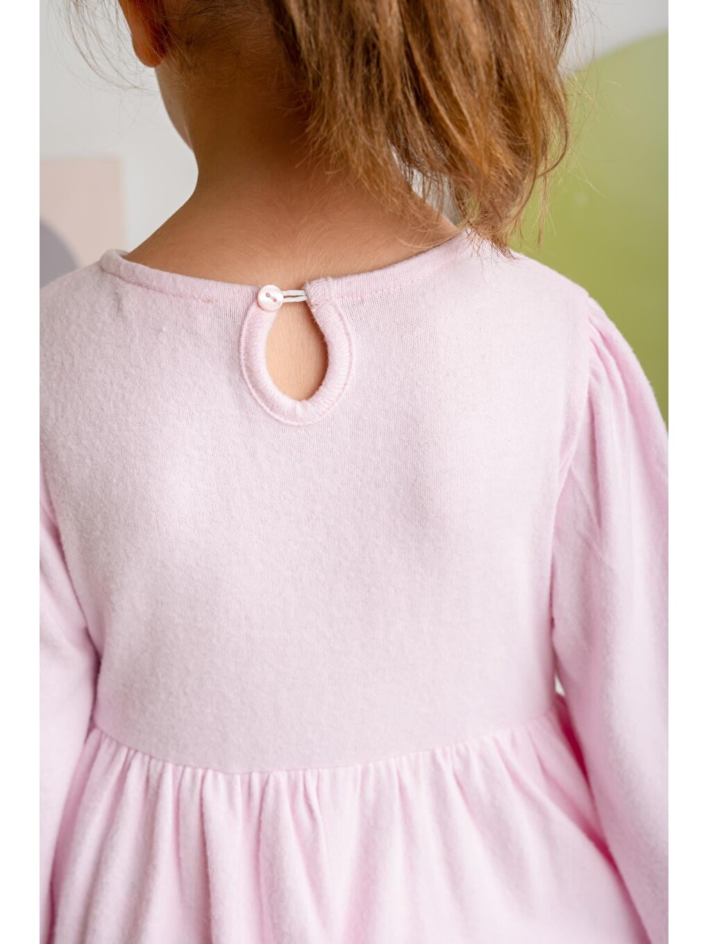 Kız Çocuk Nakışlı Yumoş Elbise - Pembe-4