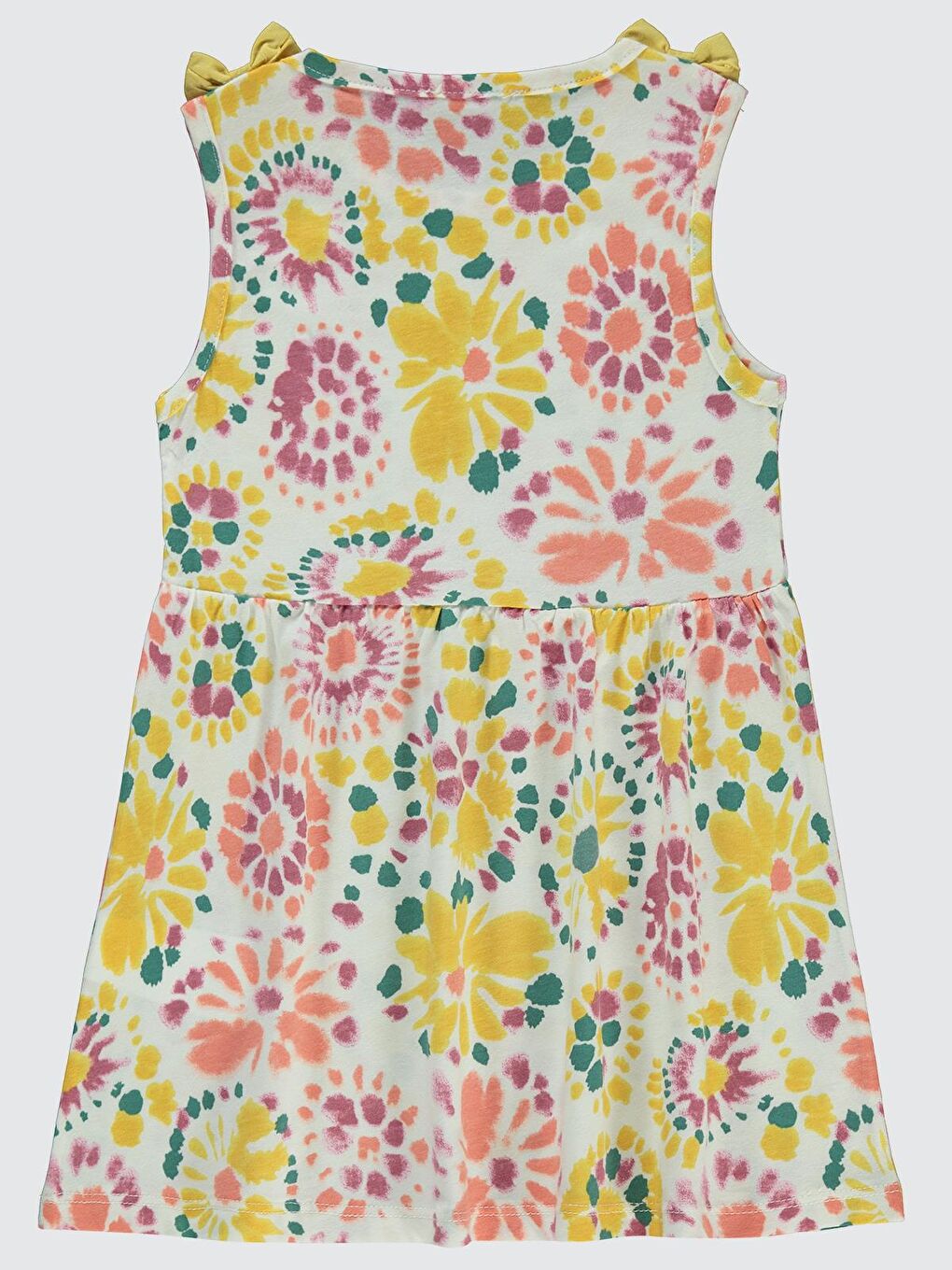 Girls Sulu Boya Desenli 2-5 Yaş Elbise - Ekru 2-3 Yaş-1