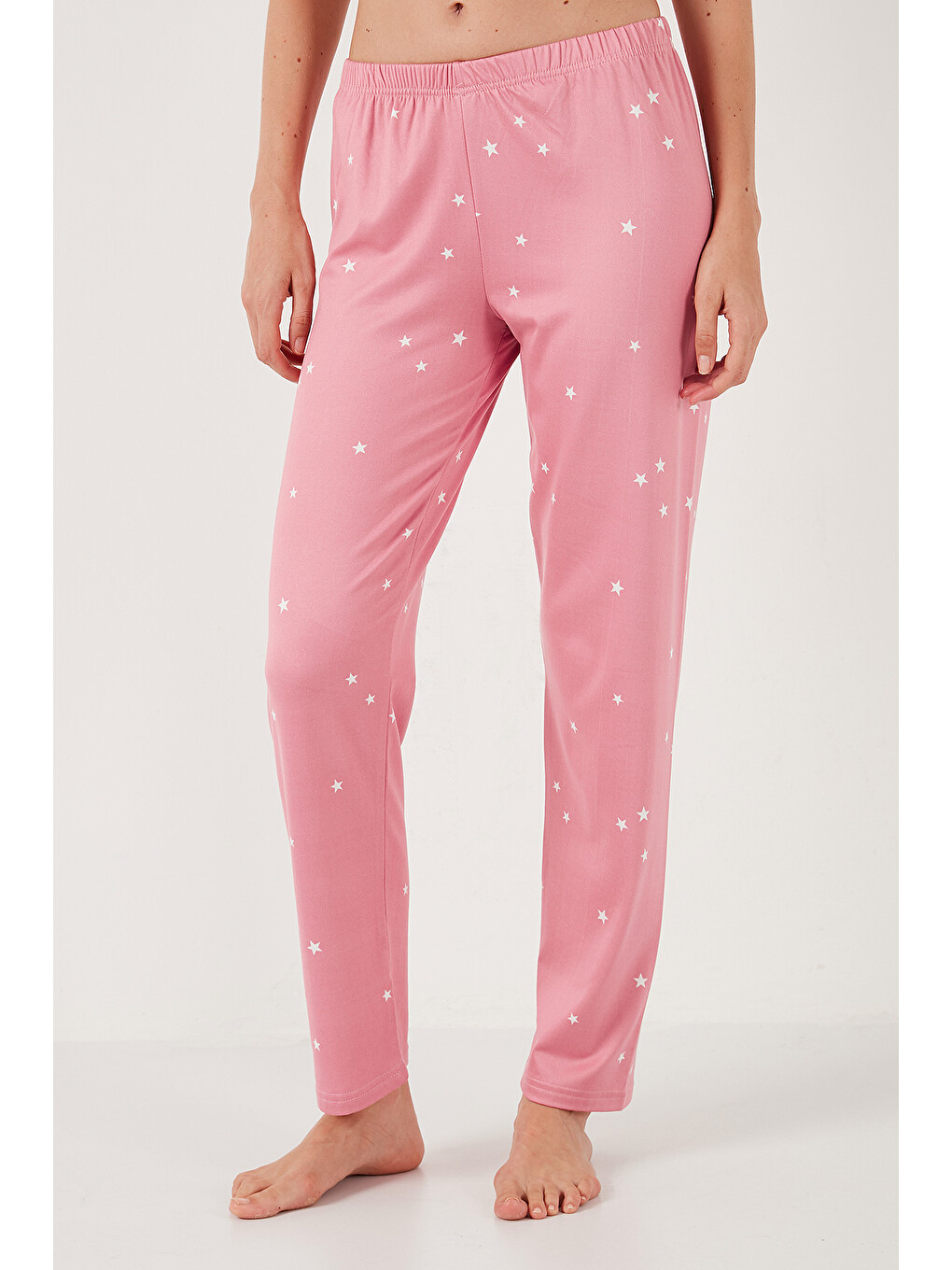 Pembe Regular Fit Desenli Bisiklet Yaka Kadın Pijama Takımı 65719102-5