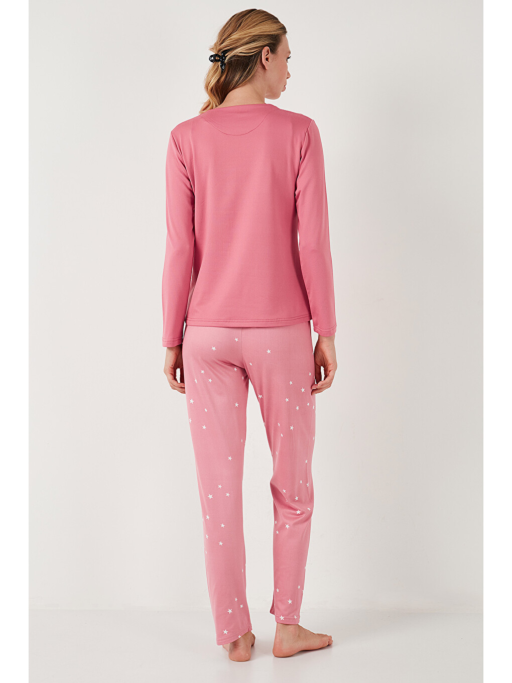 Pembe Regular Fit Desenli Bisiklet Yaka Kadın Pijama Takımı 65719102-6