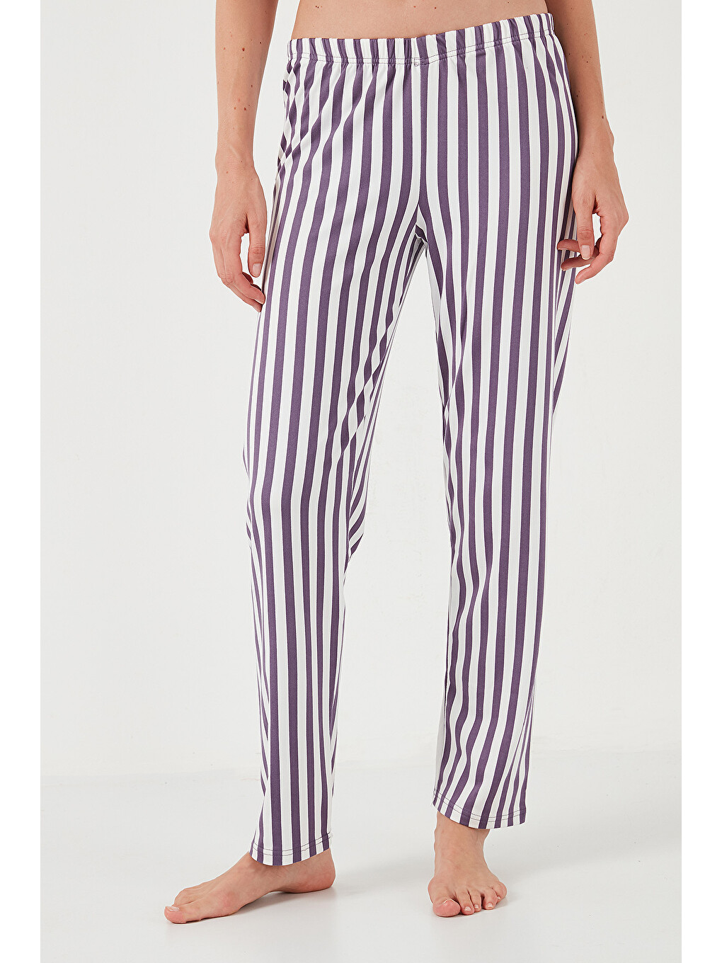Lila Regular Fit Desenli Bisiklet Yaka Kadın Pijama Takımı 65719102-5