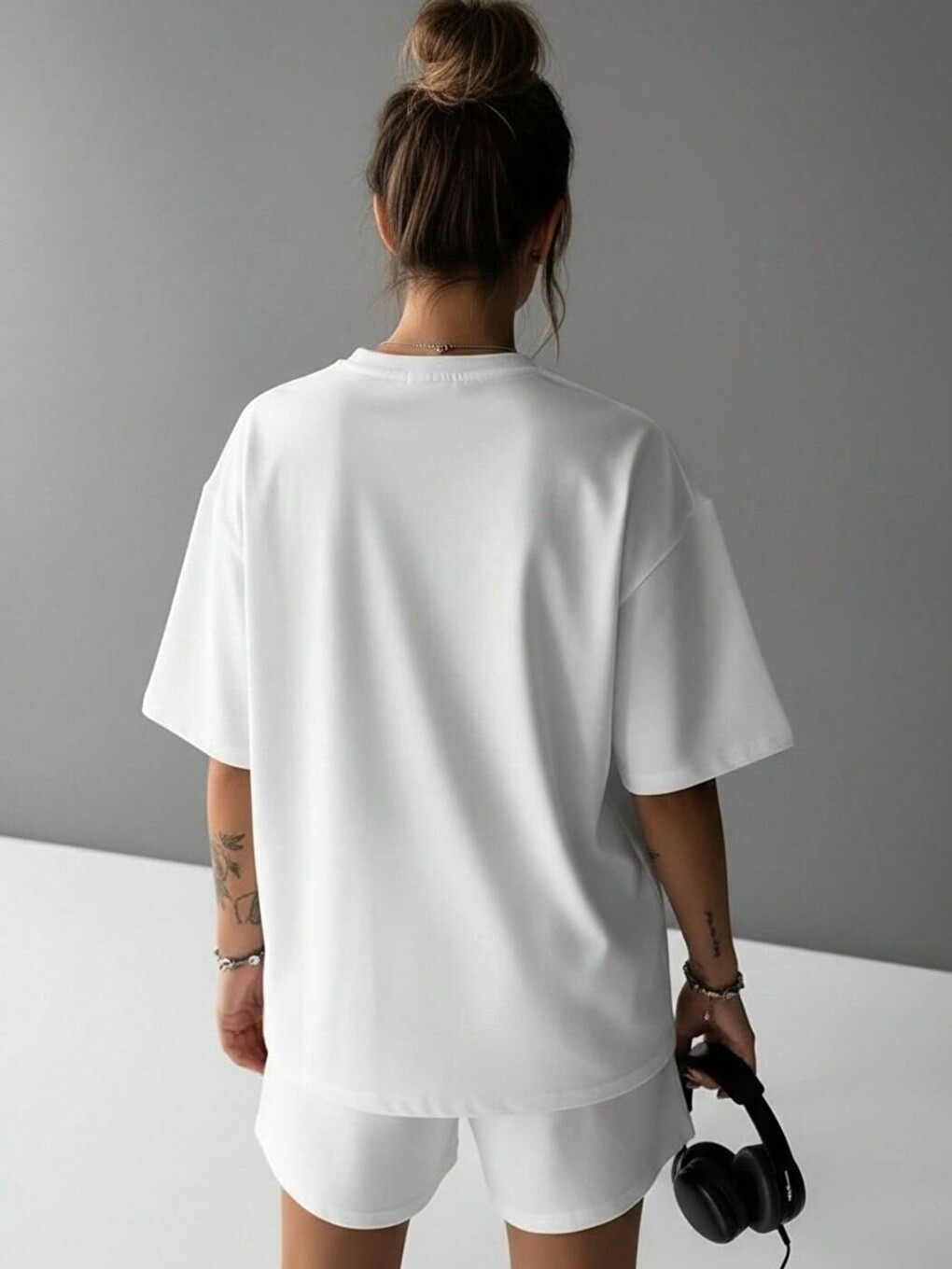 Basic %100 Organik Pamuk Relaxed Fit Yuvarlak Yaka Tişört Beyaz-1