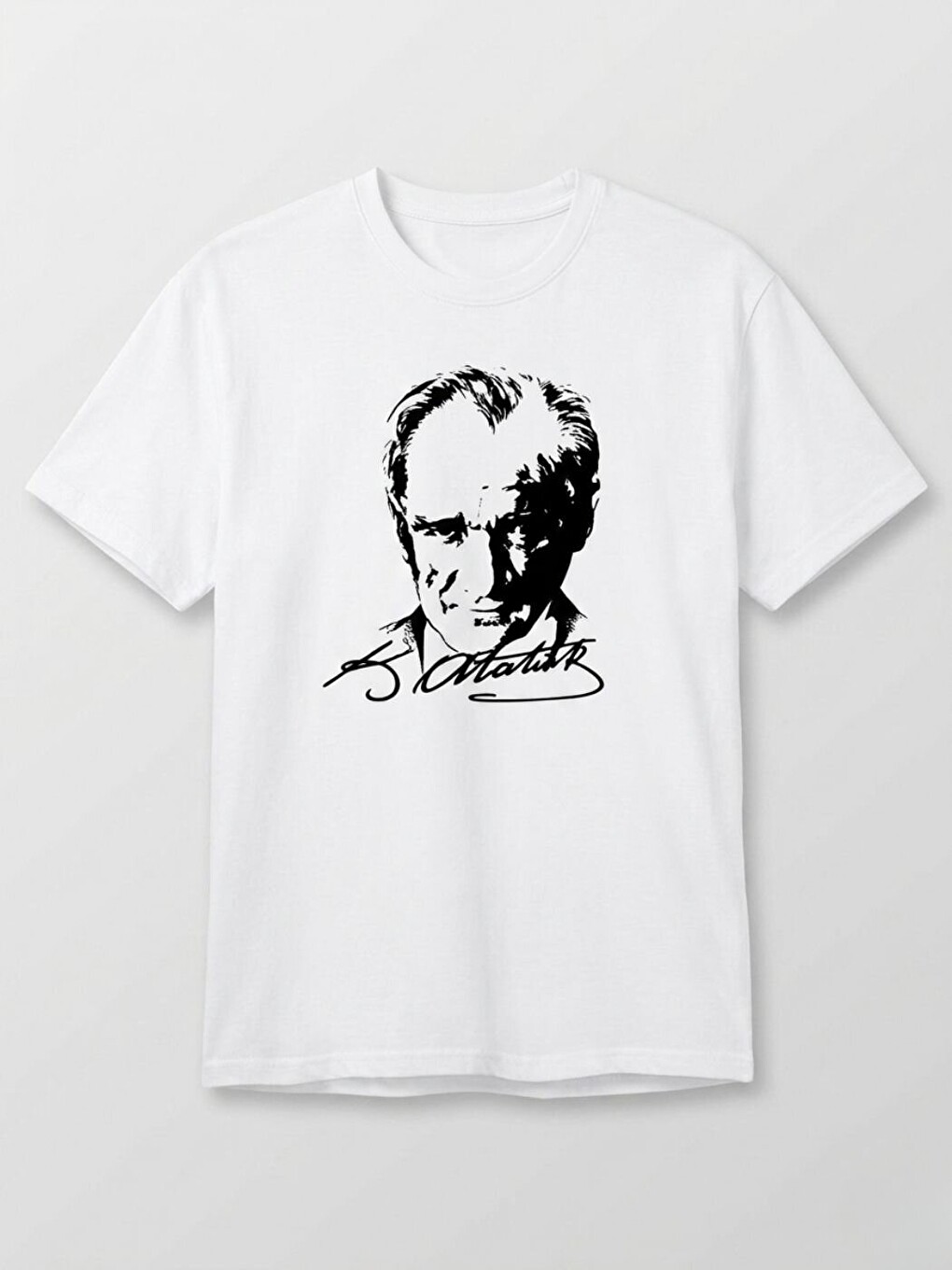 Beyaz Atatürk Baskılı Pamuklu Tişört
