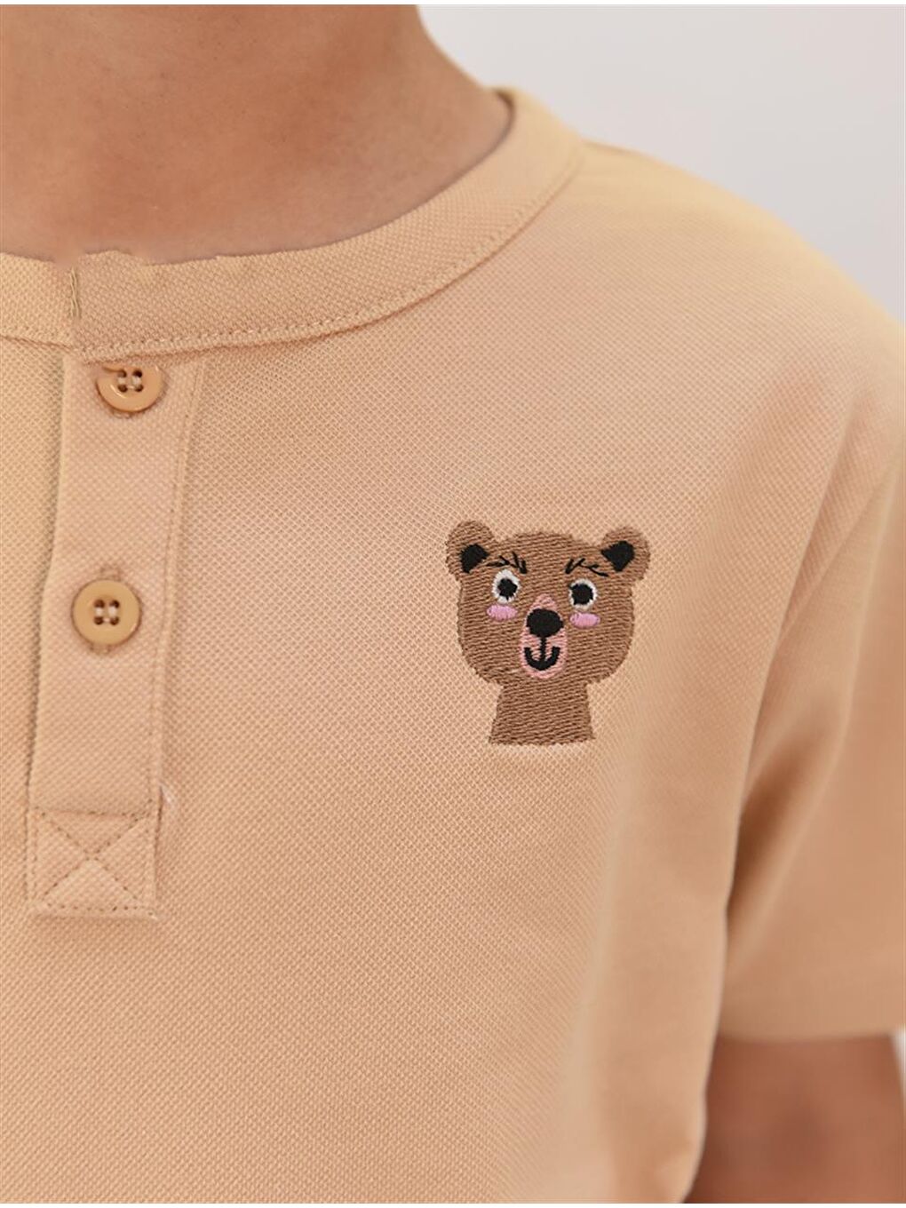 Pembe Erkek Çocuk Nakış Detaylı Hakim Yaka Tshirt-8