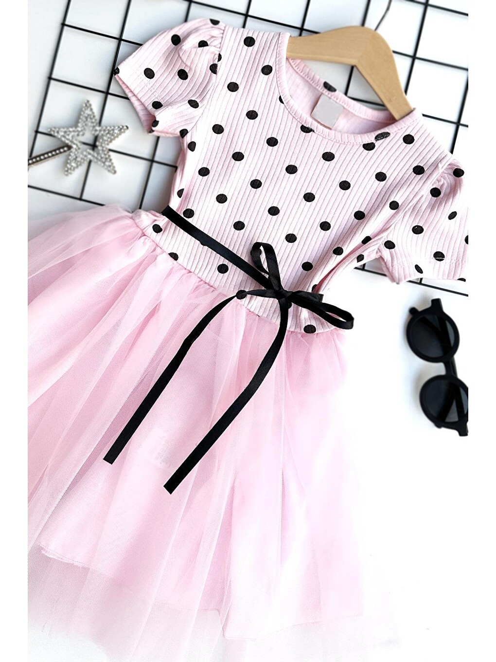Kız Çocuk Pembe Magnolia Puanlı Tütü Elbise-4