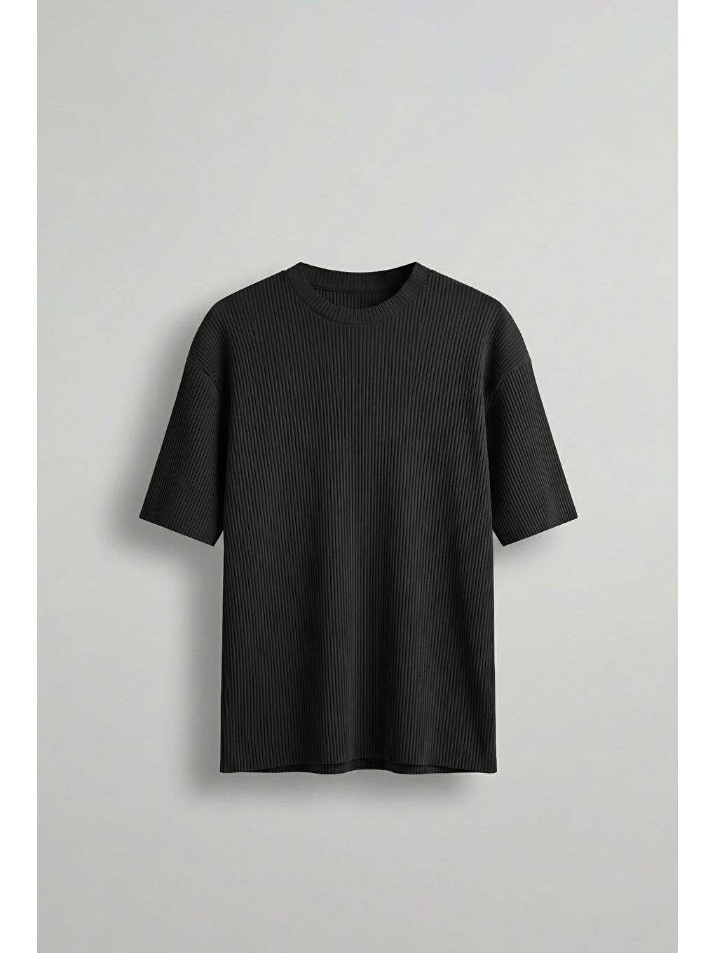 Erkek Oversize Çizgi Desenli Esnek Ve Hafif Rahat Yazlık T-Shirt Siyah