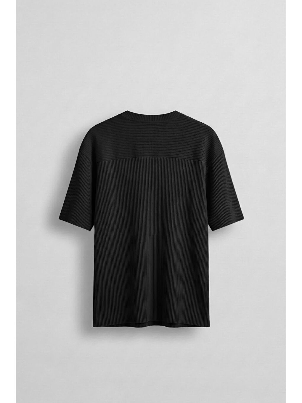 Erkek Oversize Çizgi Desenli Esnek Ve Hafif Rahat Yazlık T-Shirt Siyah-1