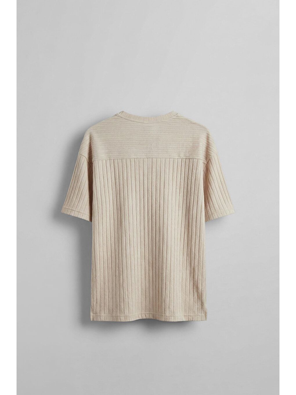 Erkek Oversize Desenli T-Shirt Bej-1