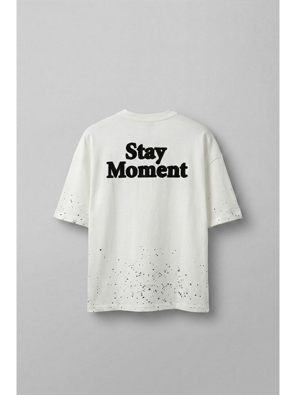 Erkek Oversize Dokulu Baskılı %100 Pamuk T-Shirt Beyaz