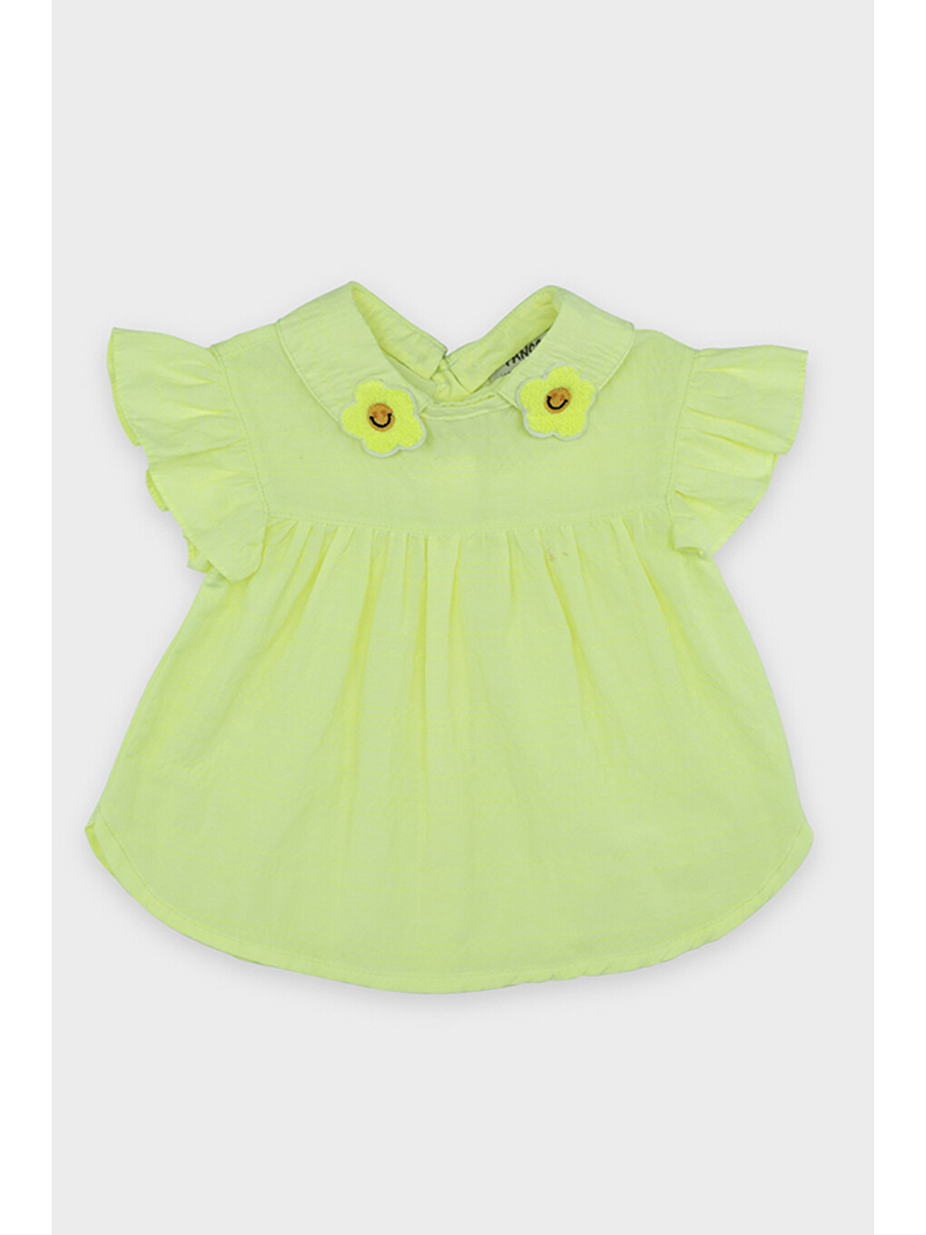 Kız Bebek Aplike Yakalı Sarı Bluz