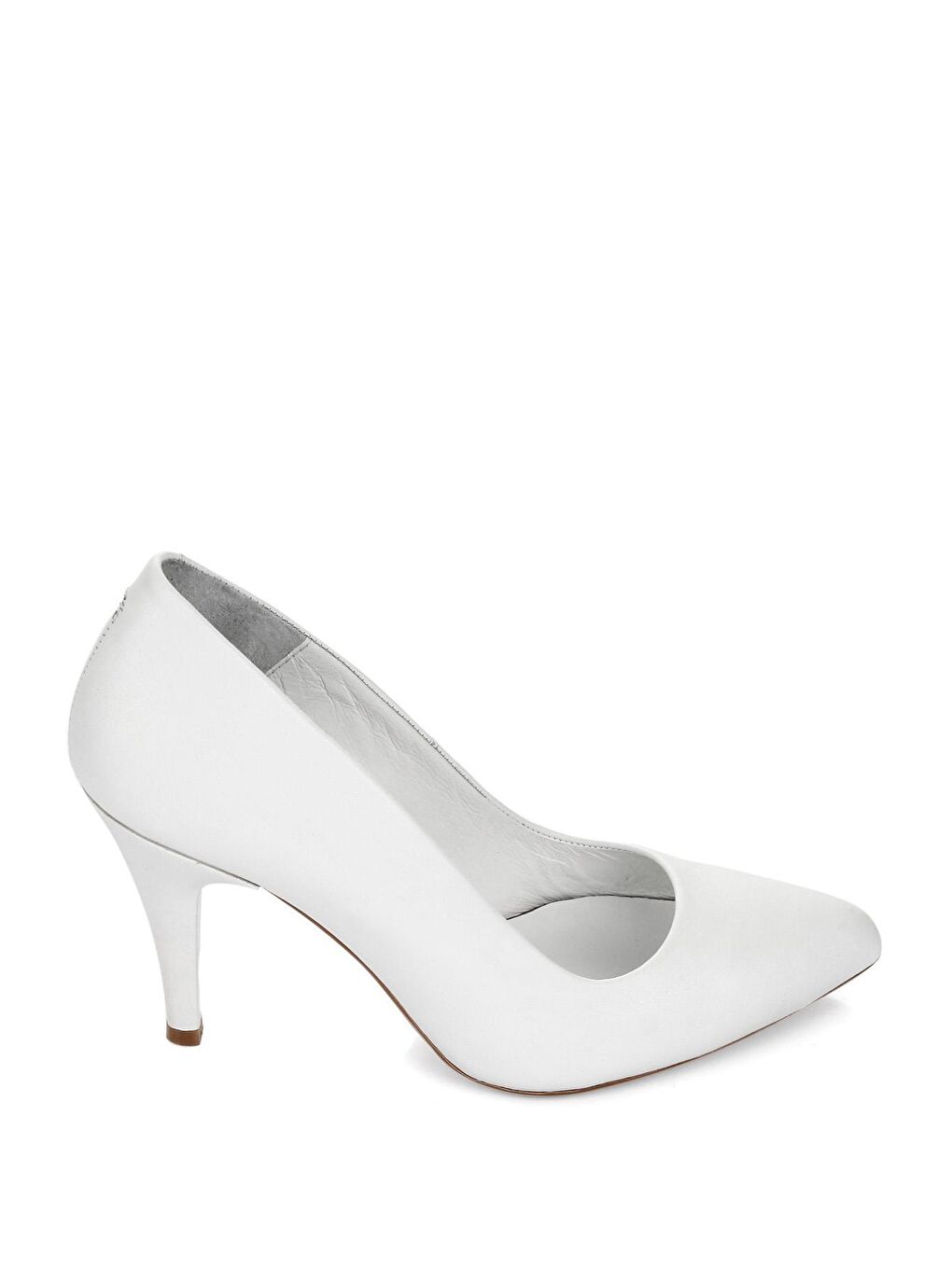 Beyaz Hakiki Deri Sivri Burun İnce Yüksek Topuklu Stiletto Kadın Ayakkabı 15254-3