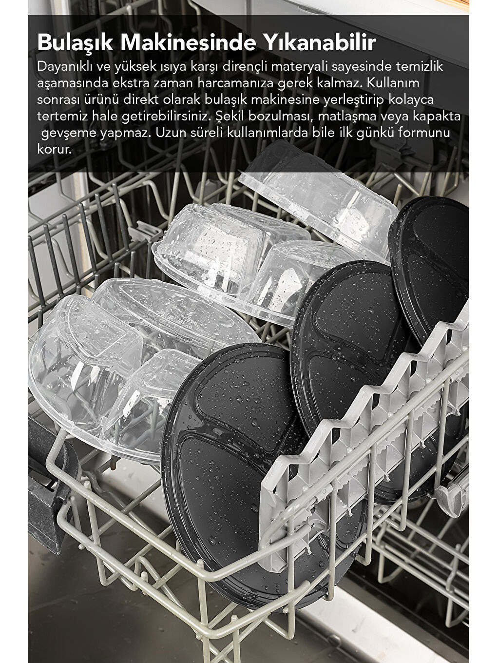 Gri 4 Adet Yuvarlak 3 Bölmeli Saklama Kabı-6