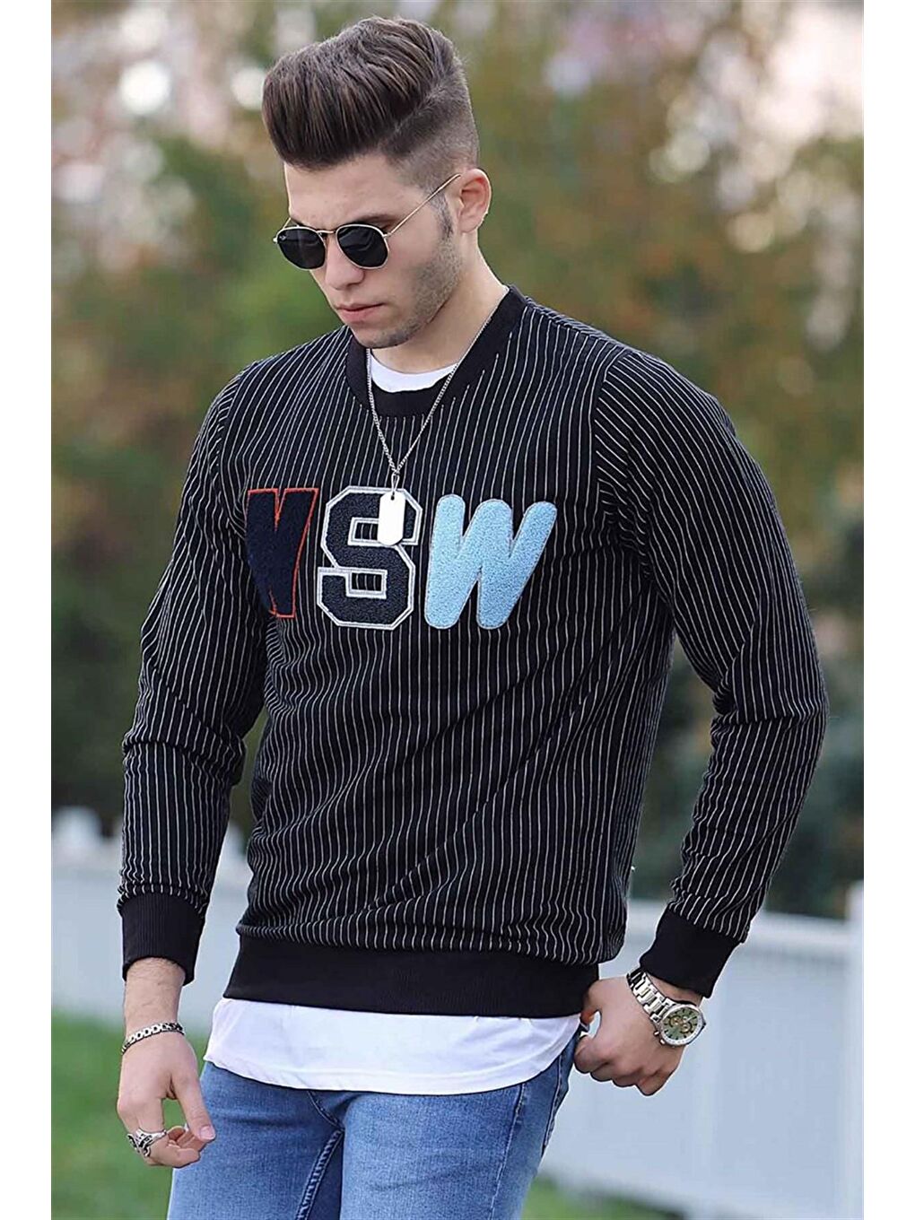 Siyah Çizgili Sweatshirt 2792