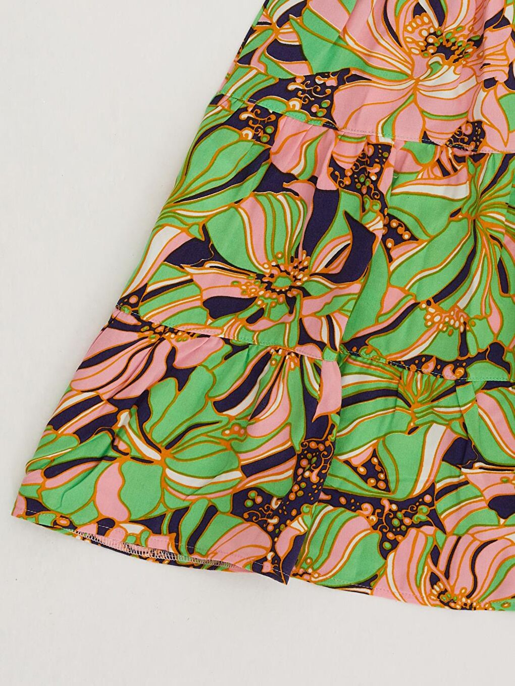 Karışık Kız Çocuk Büzgülü Desenli Mevsimlik Elbise-2