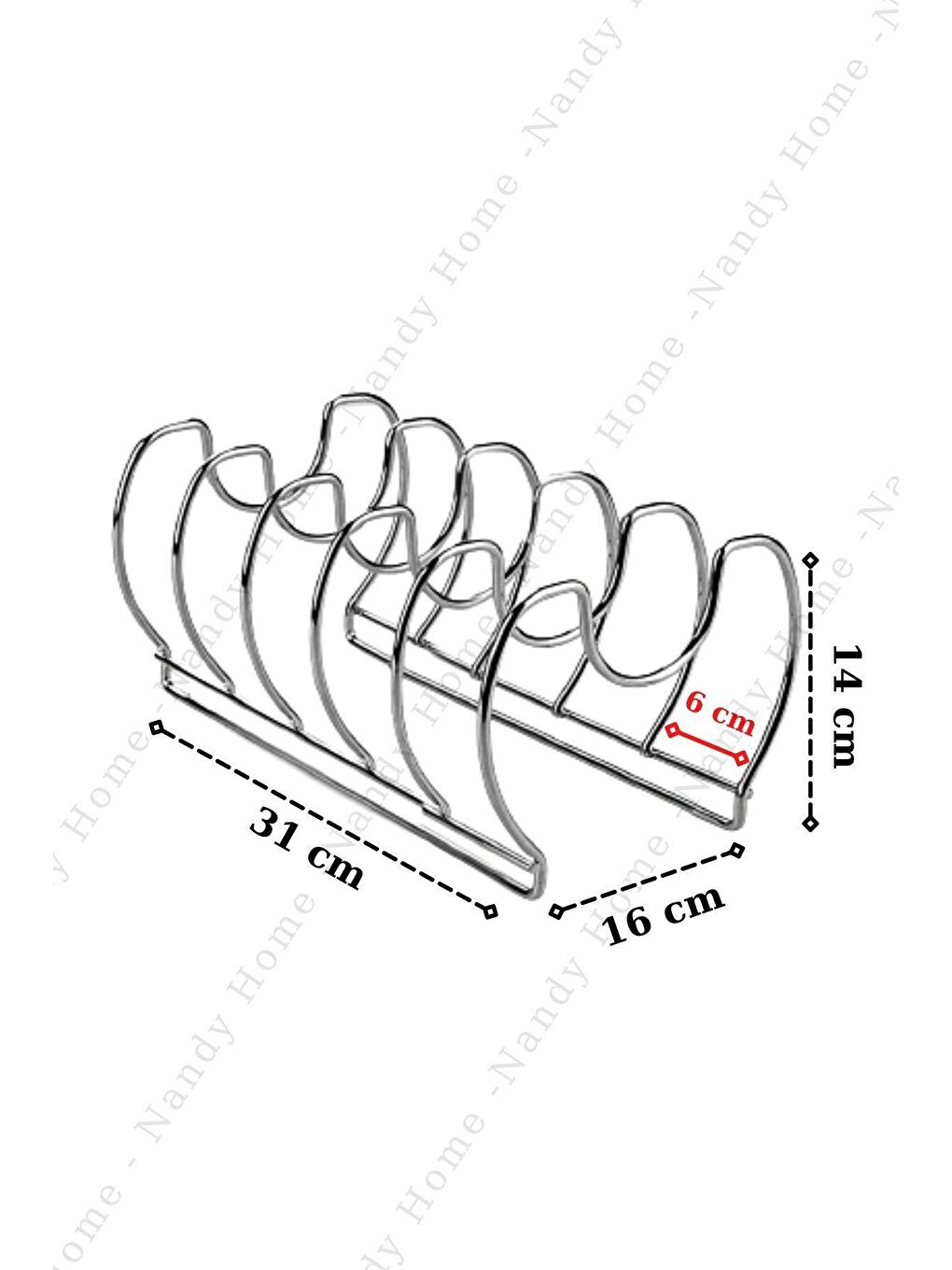 Nandy Home Gri Metal Tava ve Tencere Kapağı Düzenleyici GRİ - 4