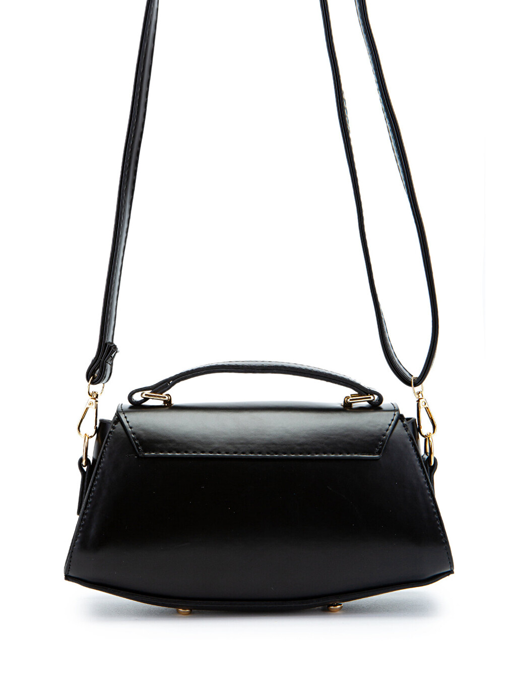 Kilit Detaylı Luvia Kadın Çapraz Çanta Düz Siyah-3