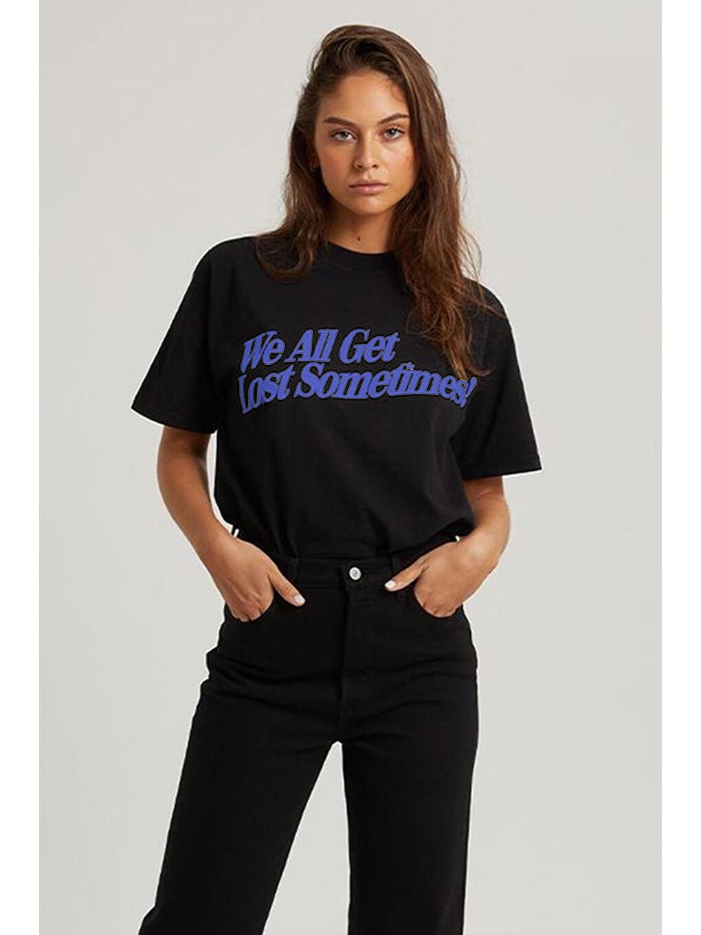 Siyah Baskılı Oversize Tişört Mg1532-2