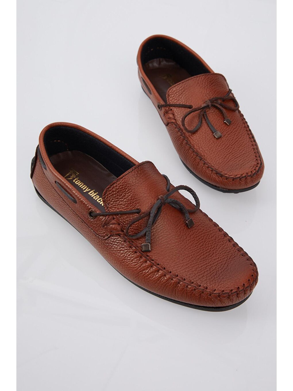 Kahverengi Erkek Taba İp Detaylı Rahat Kalıp Hakiki Deri Loafer-1