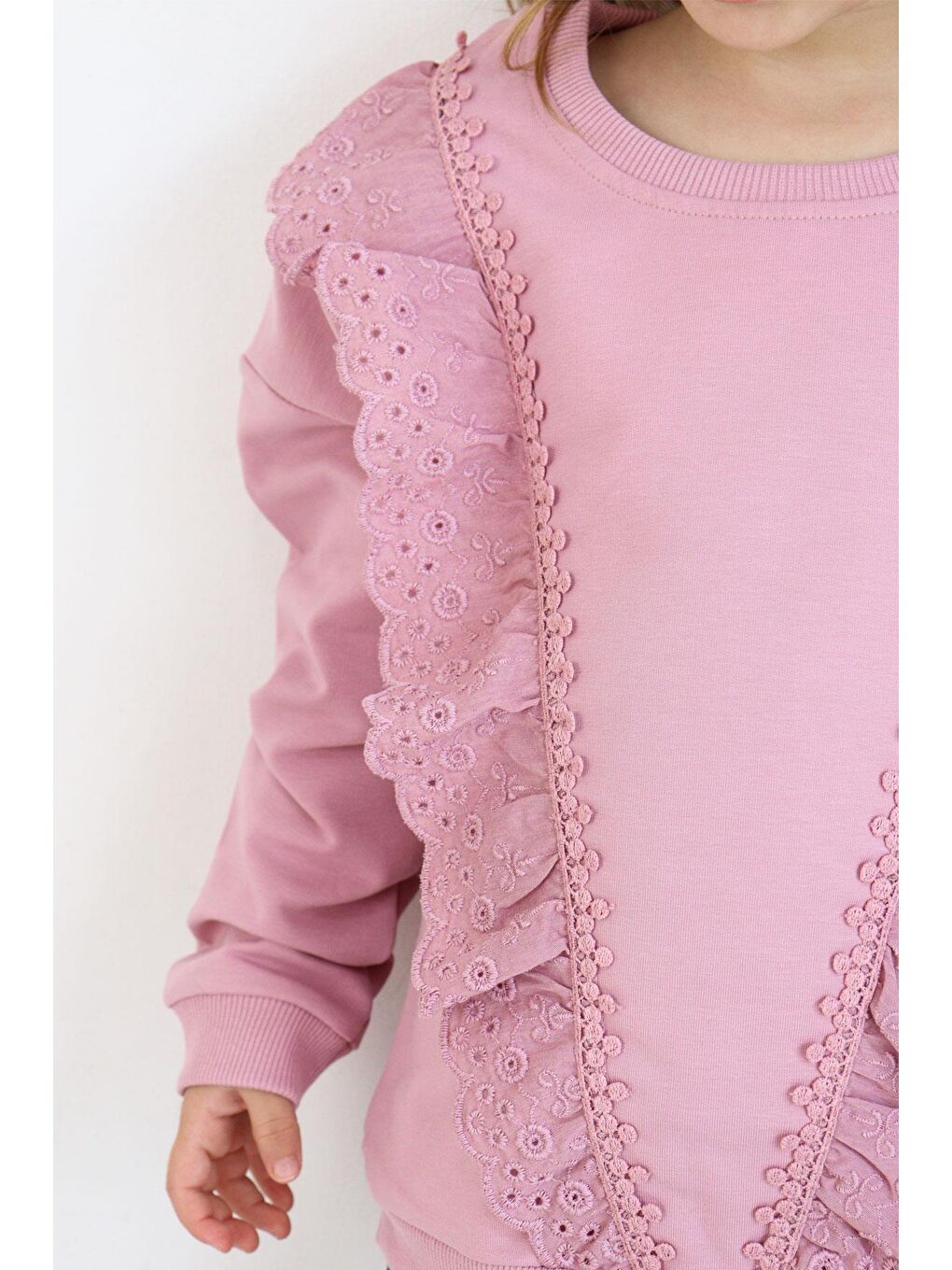 Pembe Kız Çocuk Sweatshirt Güpürlü Gülkurusu (1.5-3 Yaş)-2