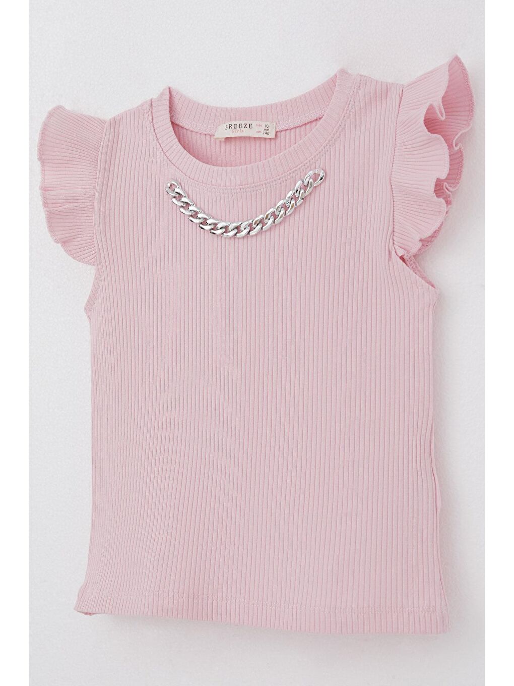 Kız Çocuk Tişört Kemer Boy Yakası Zincir Aksesuarlı Pembe (9-14 Yaş)-2