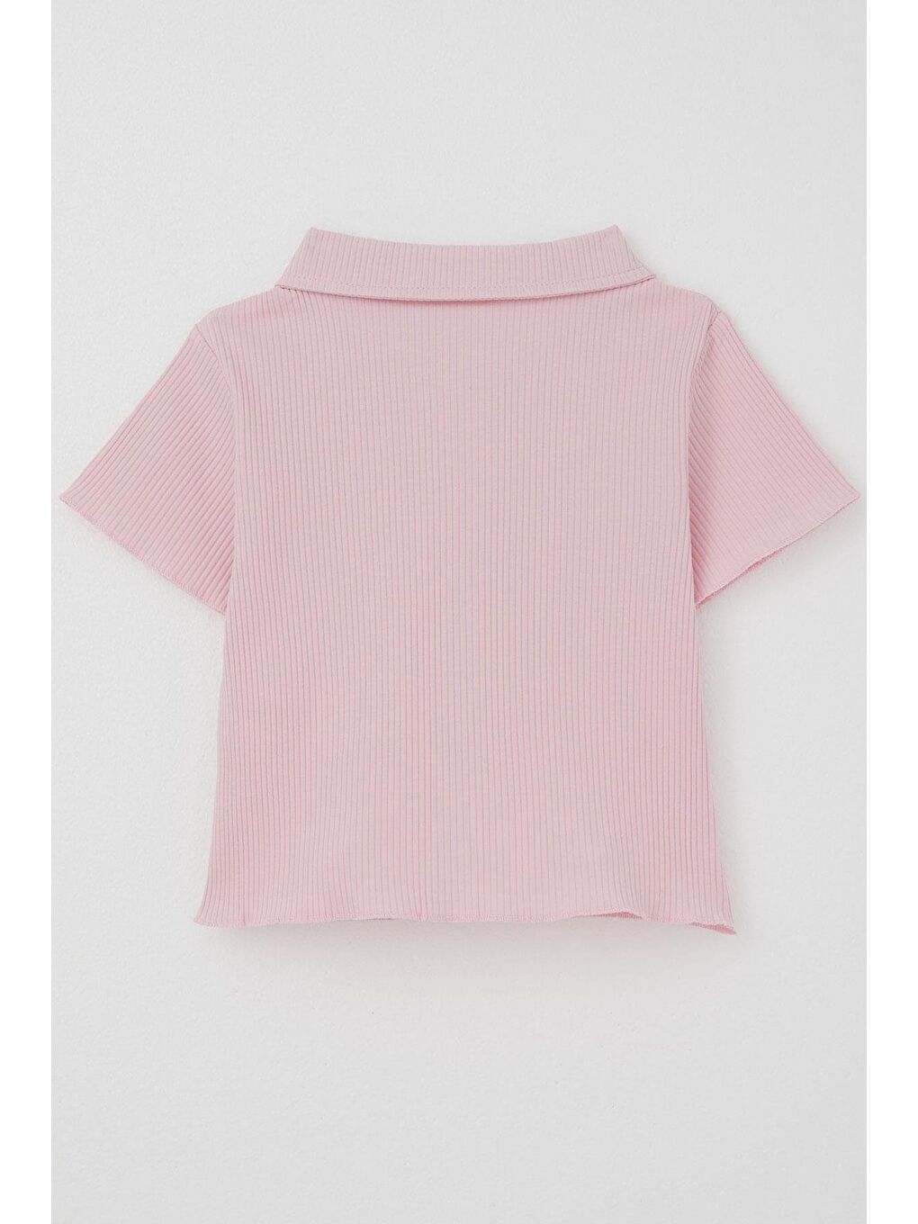 Kız Çocuk Tişört Crop Çıtçıtlı Fitilli Pembe (9-14 Yaş)-1