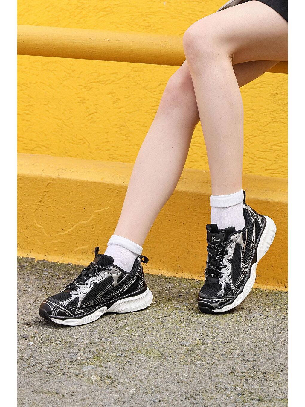 29819 Siyah - Gri Kadın Sneaker Günlük Spor Ayakkabı-1