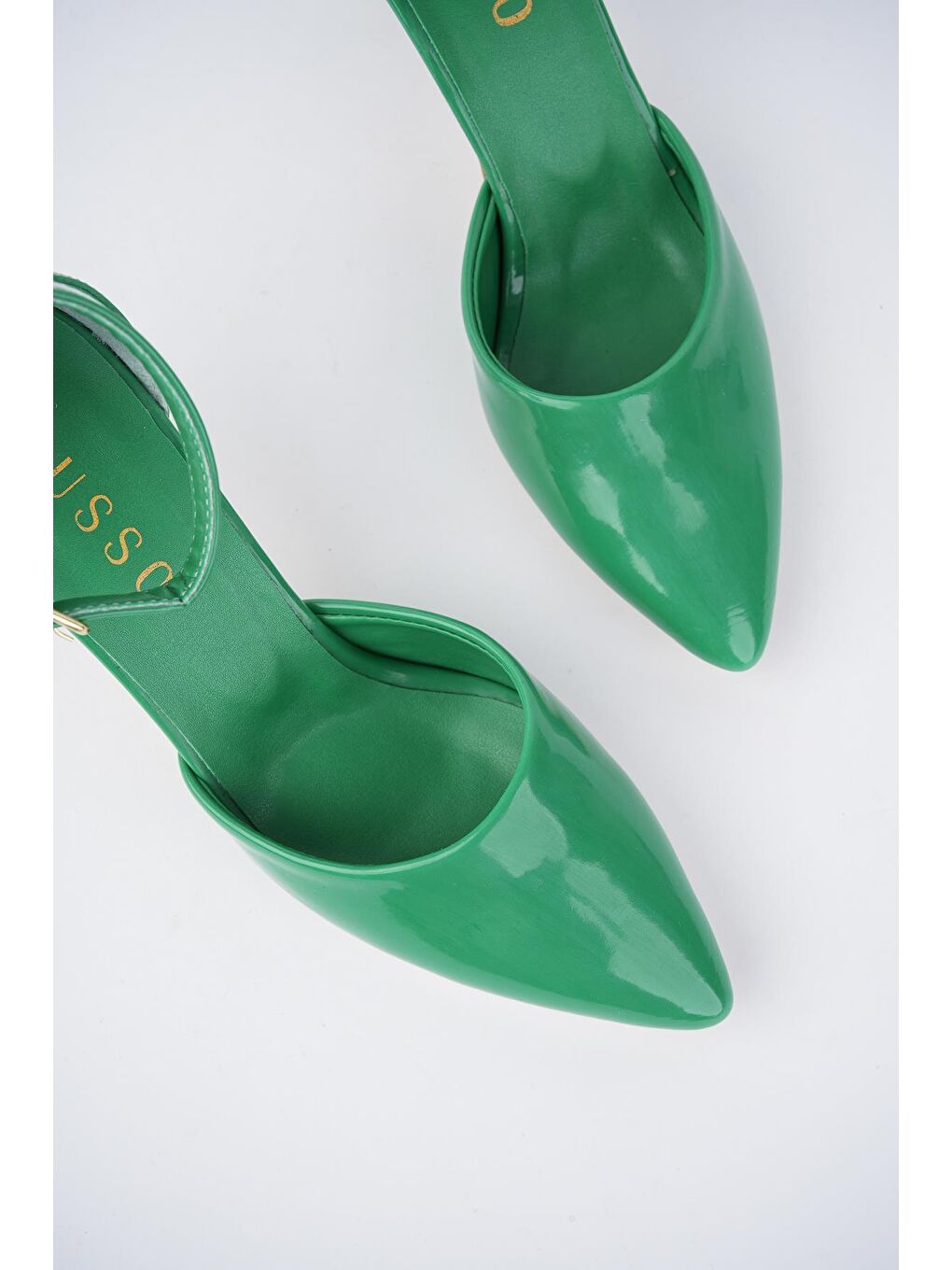 Yeşil Dione Kadın Bilekten Bağlı Sivri Ökçe Klasik Günlük Rahat ve Topuklu Ayakkabı-3