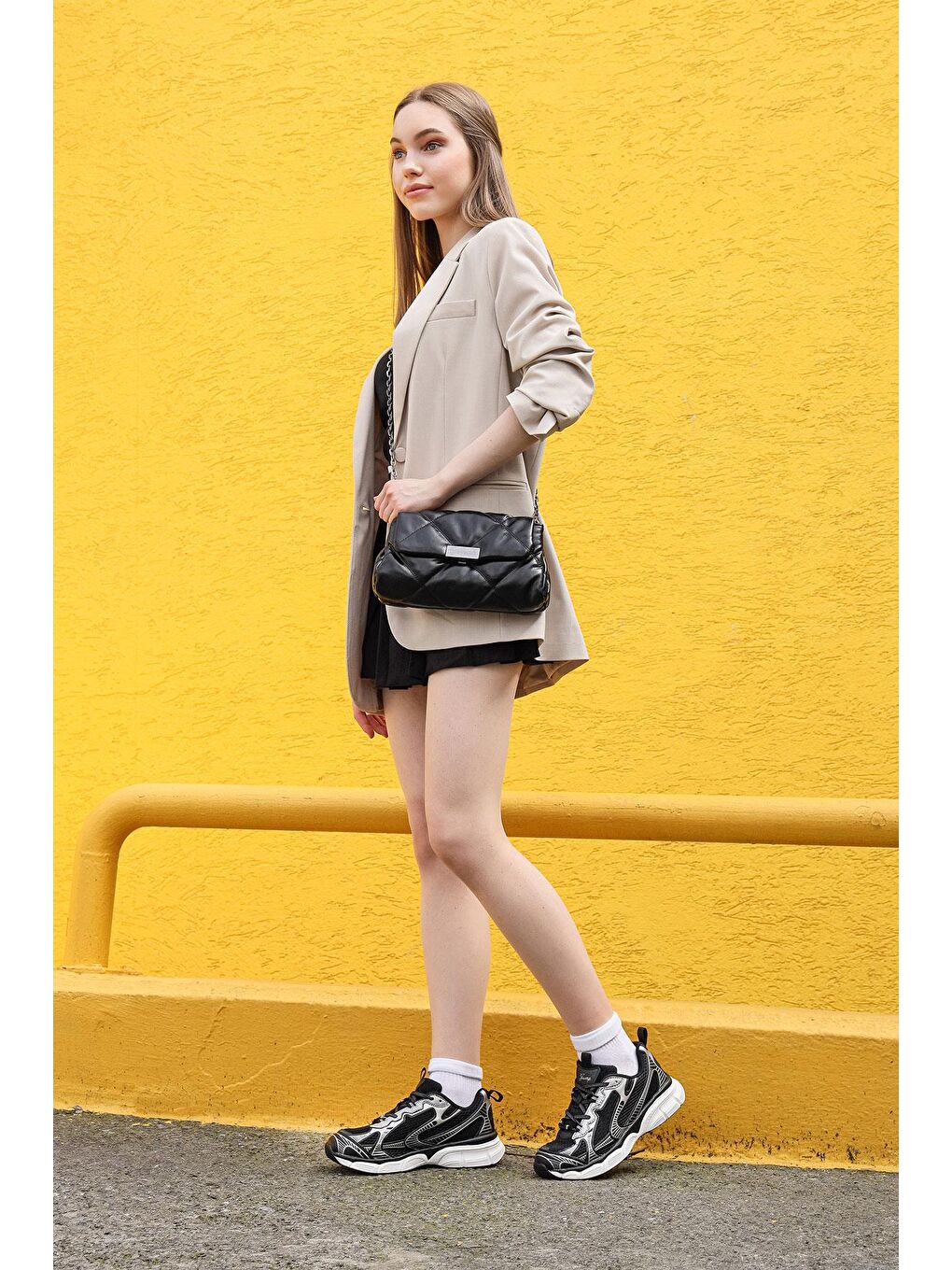 29819 Siyah - Gri Kadın Sneaker Günlük Spor Ayakkabı-3