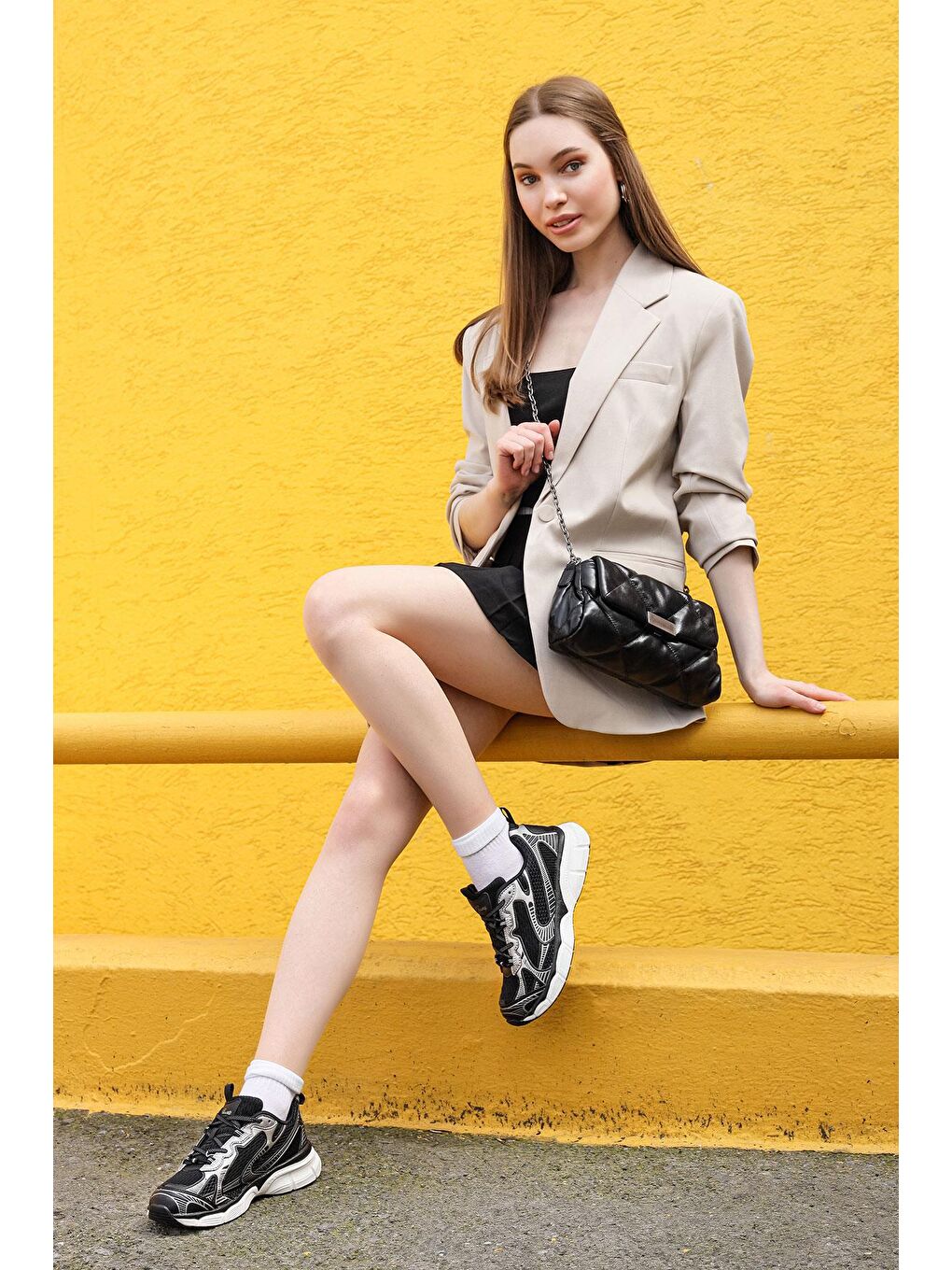 29819 Siyah - Gri Kadın Sneaker Günlük Spor Ayakkabı-4