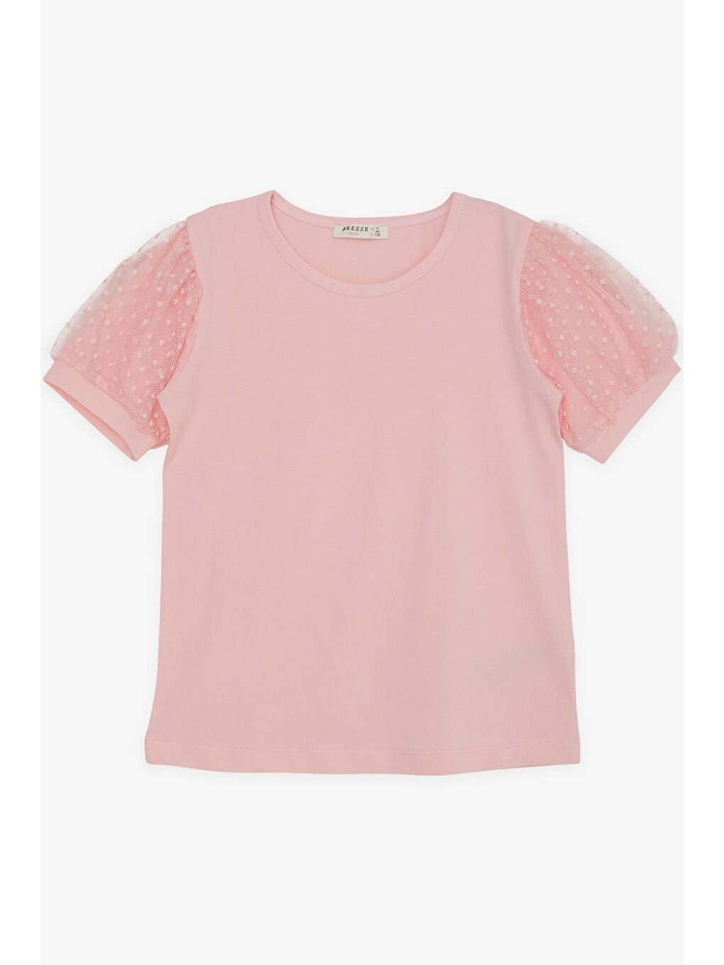 Kız Çocuk Tişört Kolları Tüllü Pembe (9-12 Yaş)