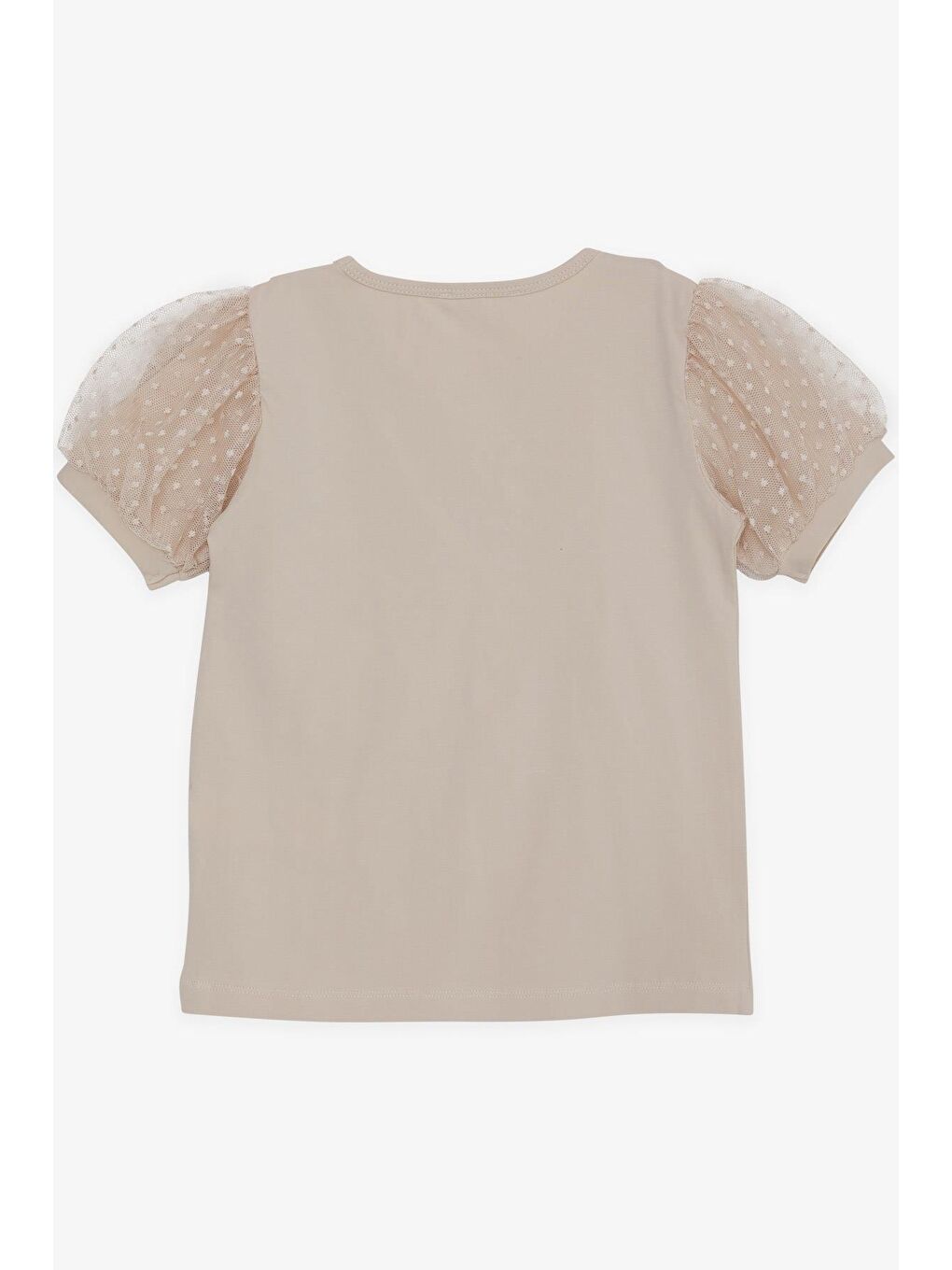 Kız Çocuk Tişört Kolları Tüllü Bej (8-12 Yaş)-1