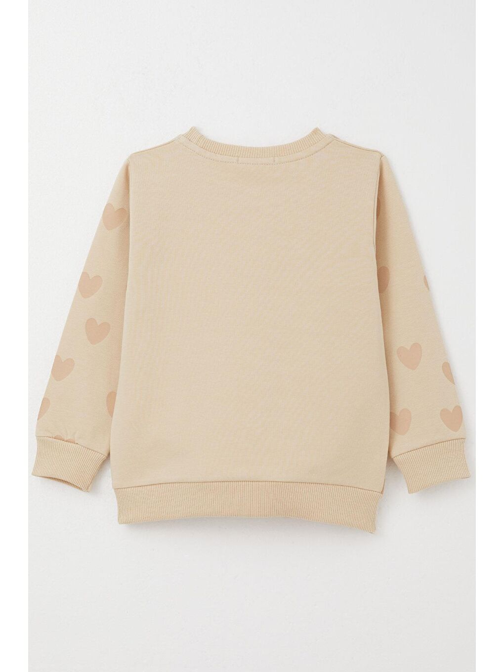 Kız Çocuk Sweatshirt Sevgi Temalı Kalp Desenli Bej (3-5 Yaş)-3