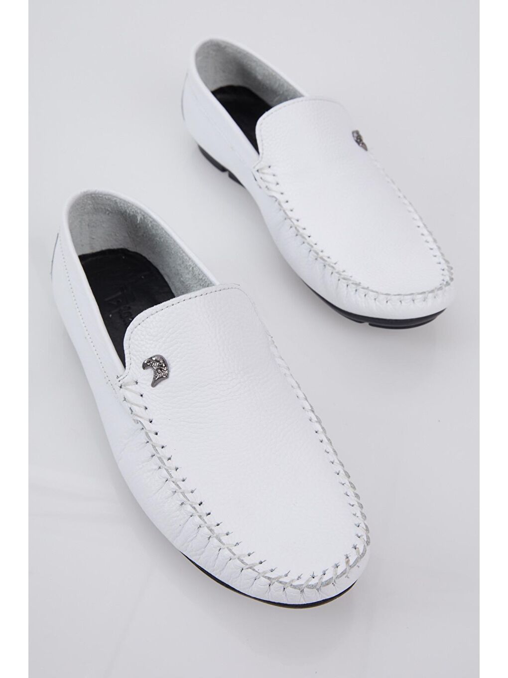 Erkek Beyaz Rahat Kalıp Hakiki Deri Loafer