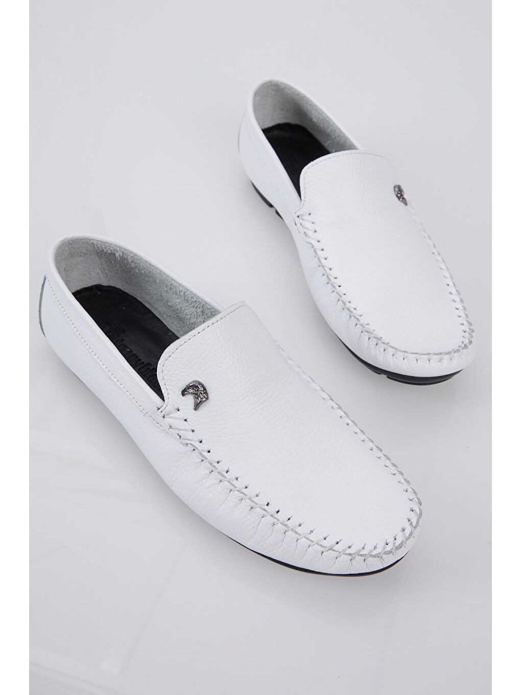 Erkek Beyaz Rahat Kalıp Hakiki Deri Loafer-1