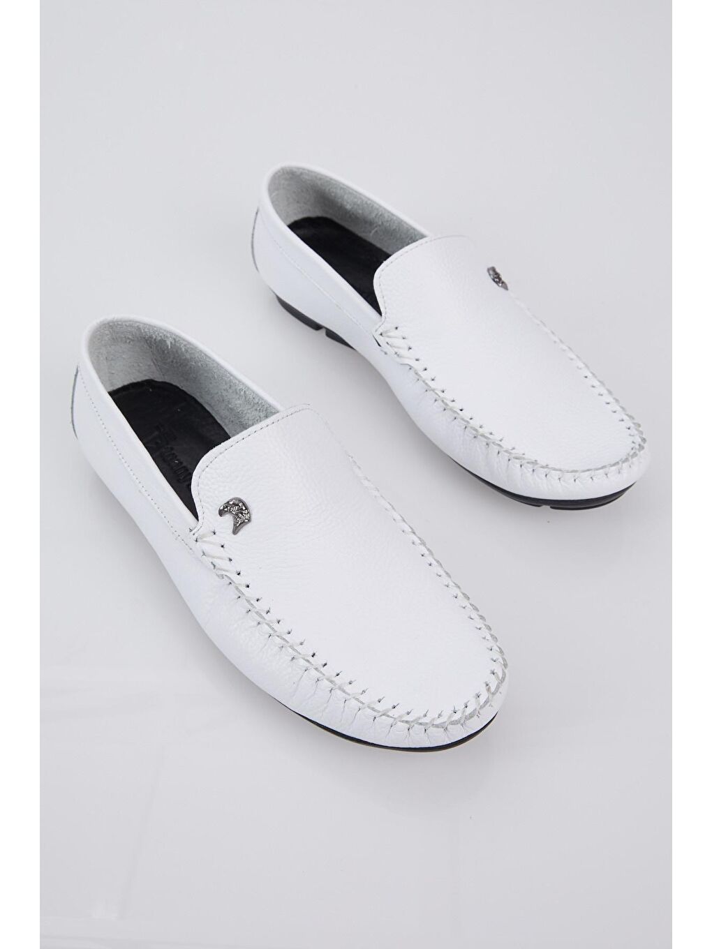 Erkek Beyaz Rahat Kalıp Hakiki Deri Loafer-2