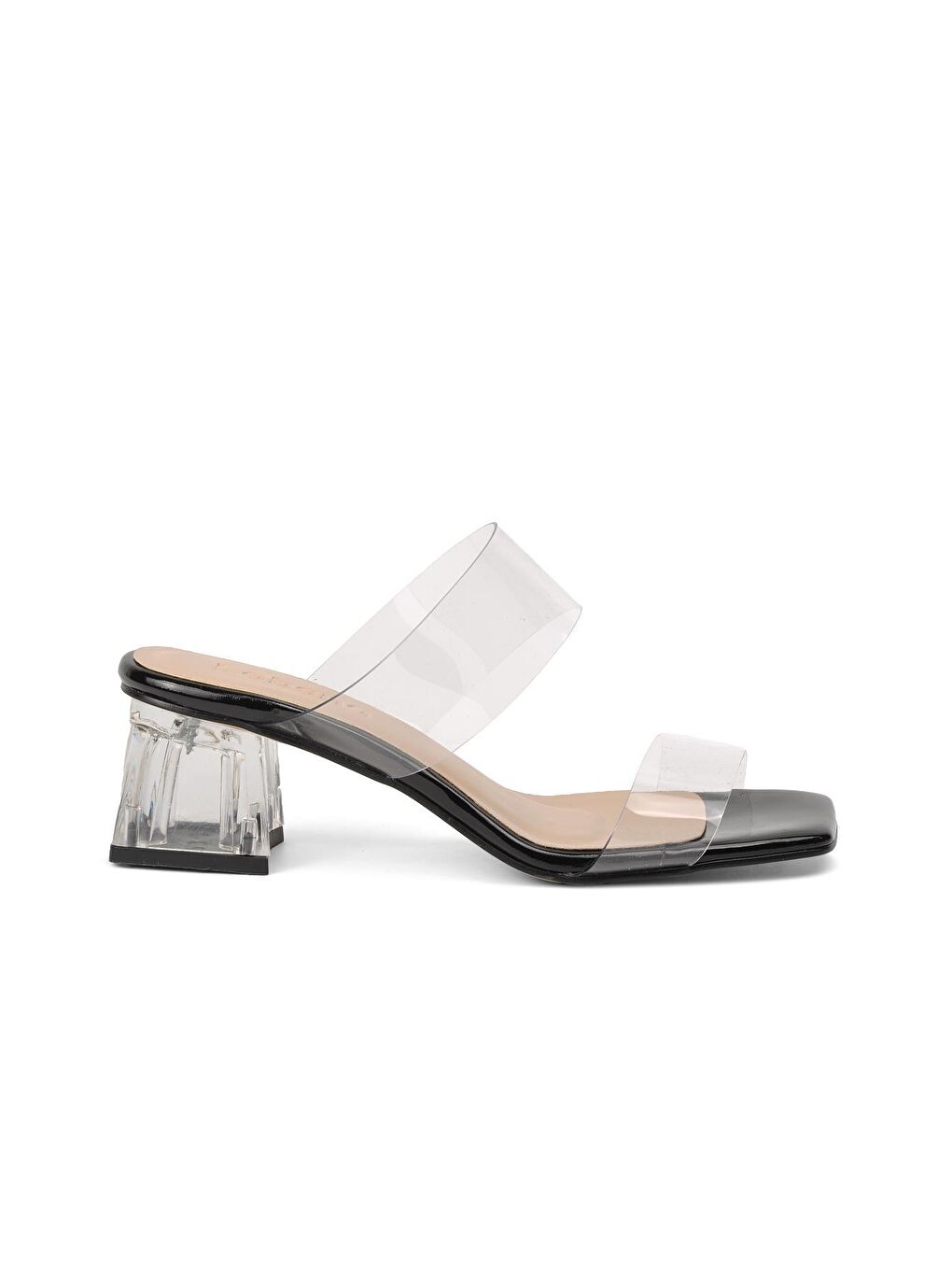 09 Siyah Kadın Şeffaf Topuklu Terlik