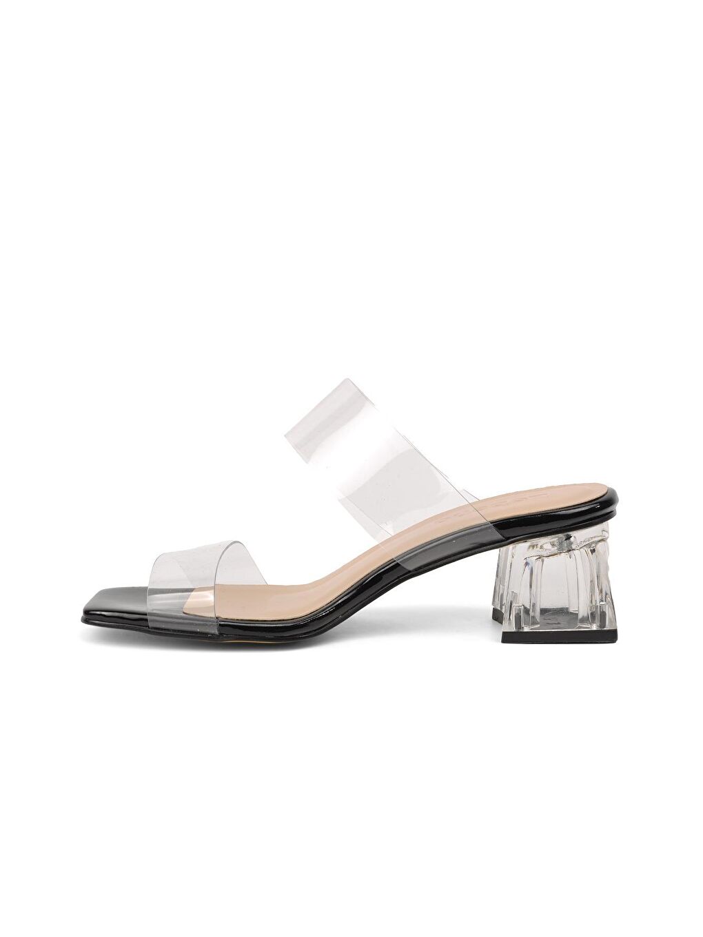 09 Siyah Kadın Şeffaf Topuklu Terlik-1