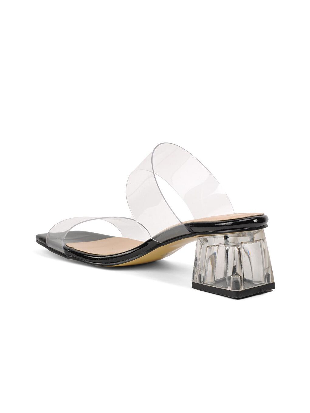 09 Siyah Kadın Şeffaf Topuklu Terlik-3