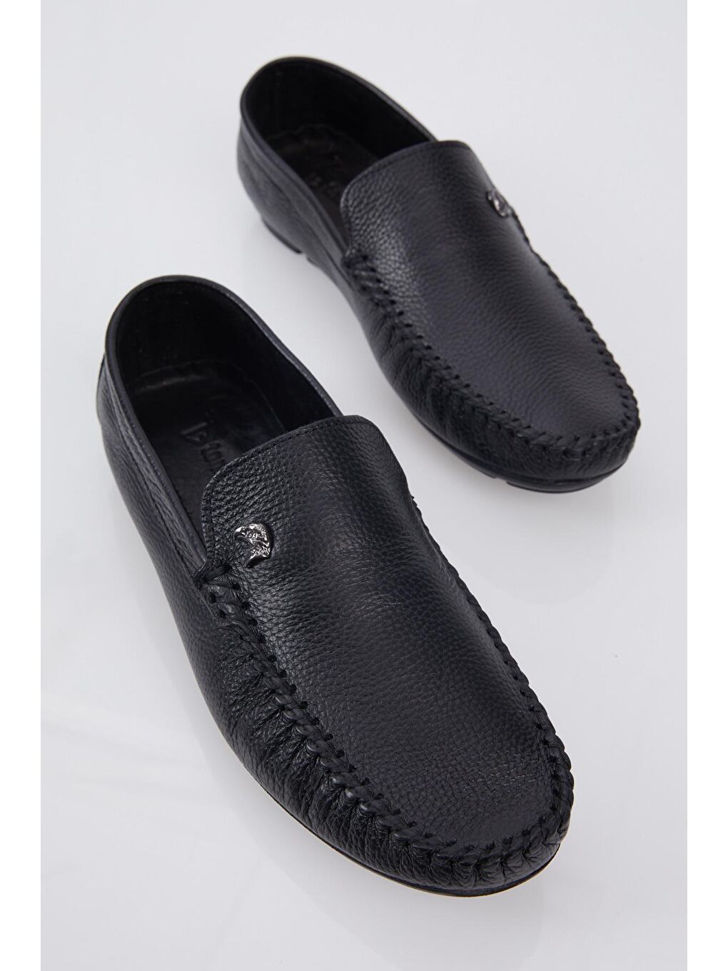 Erkek Siyah Rahat Kalıp Hakiki Deri Loafer
