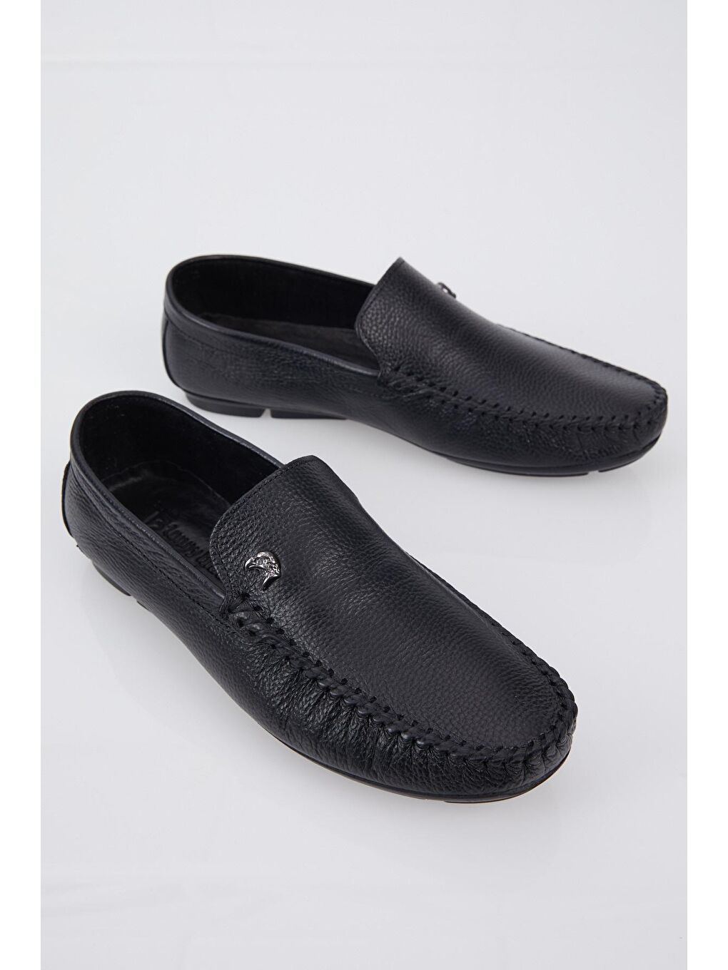 Erkek Siyah Rahat Kalıp Hakiki Deri Loafer-1
