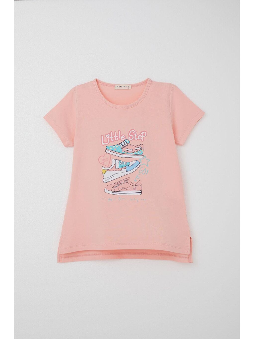 Pembe Kız Çocuk Taytlı Takım Renkli Ayakkabı Baskılı Somon (5-10 Yaş)-1