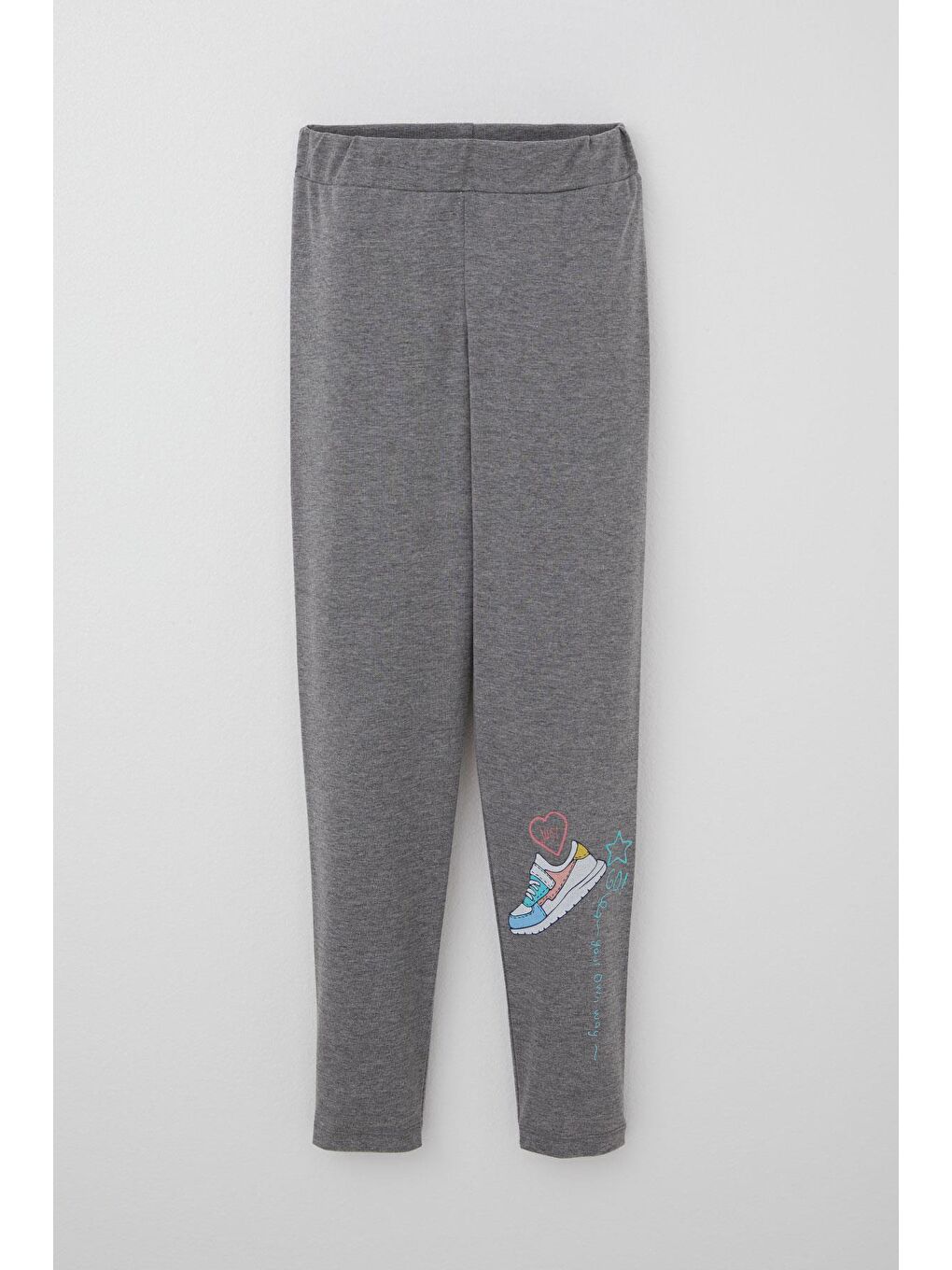 Pembe Kız Çocuk Taytlı Takım Renkli Ayakkabı Baskılı Somon (5-10 Yaş)-2