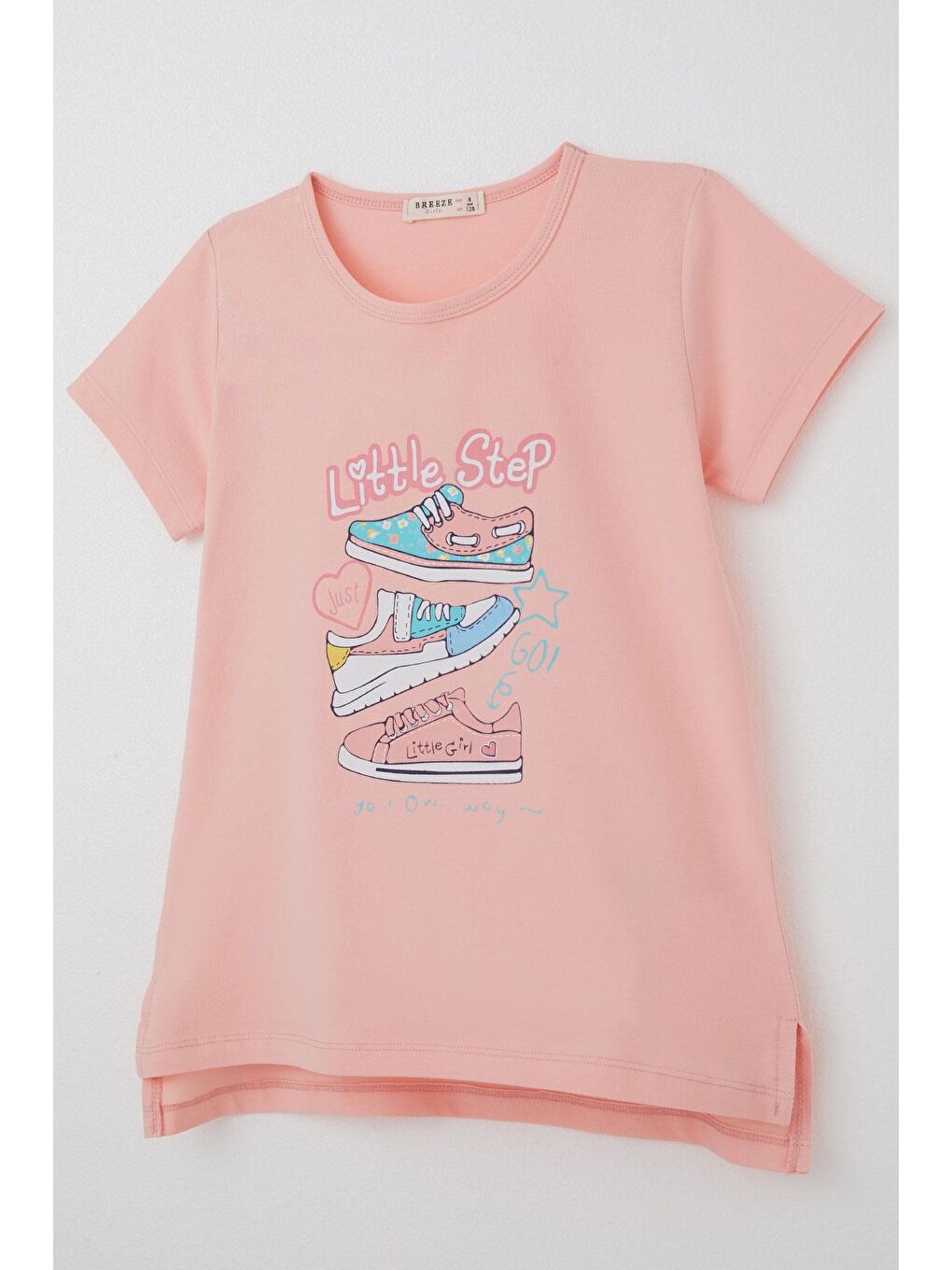 Pembe Kız Çocuk Taytlı Takım Renkli Ayakkabı Baskılı Somon (5-10 Yaş)-5